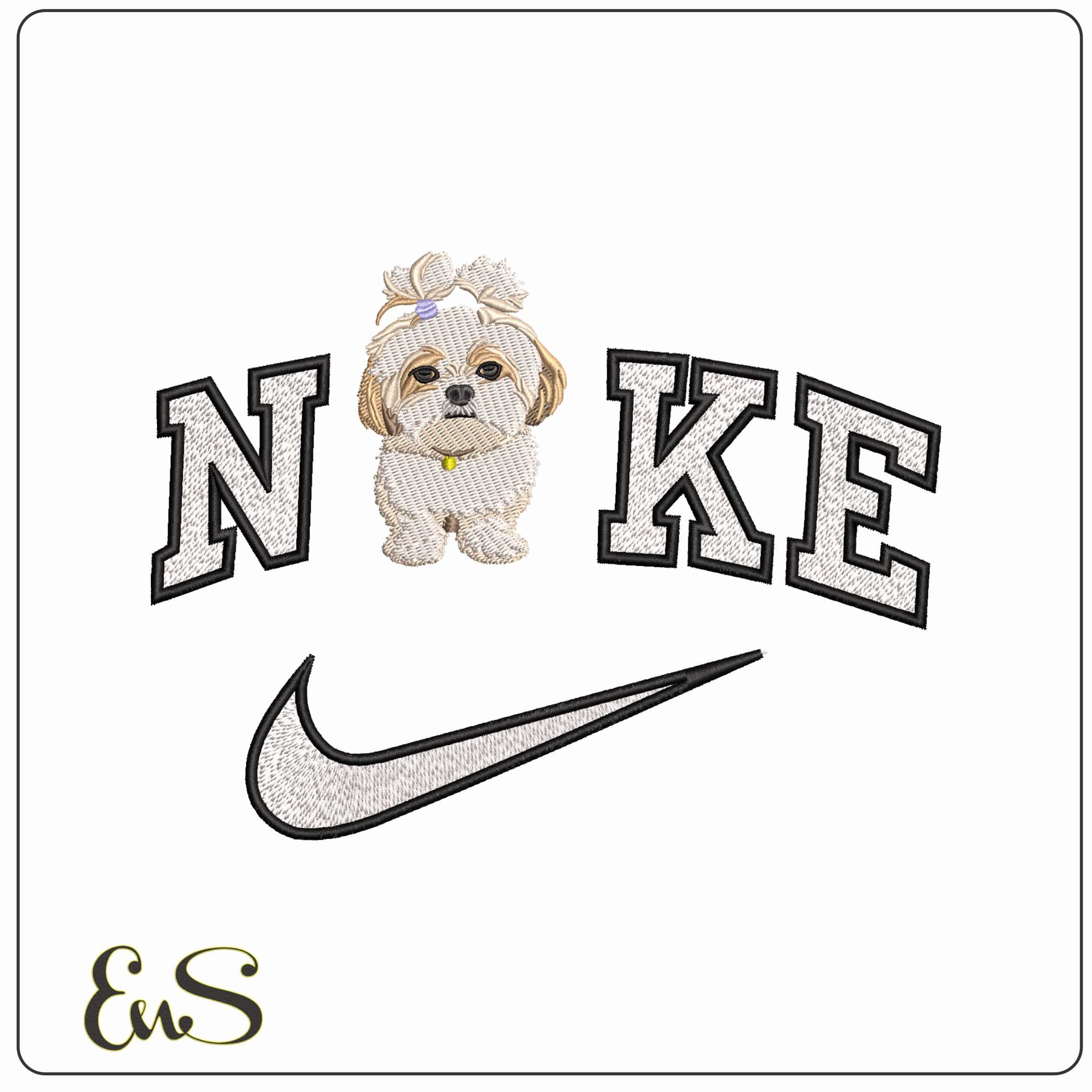Nike Shih Tzu Dog standing  - Elegant embroidery design file-instant download