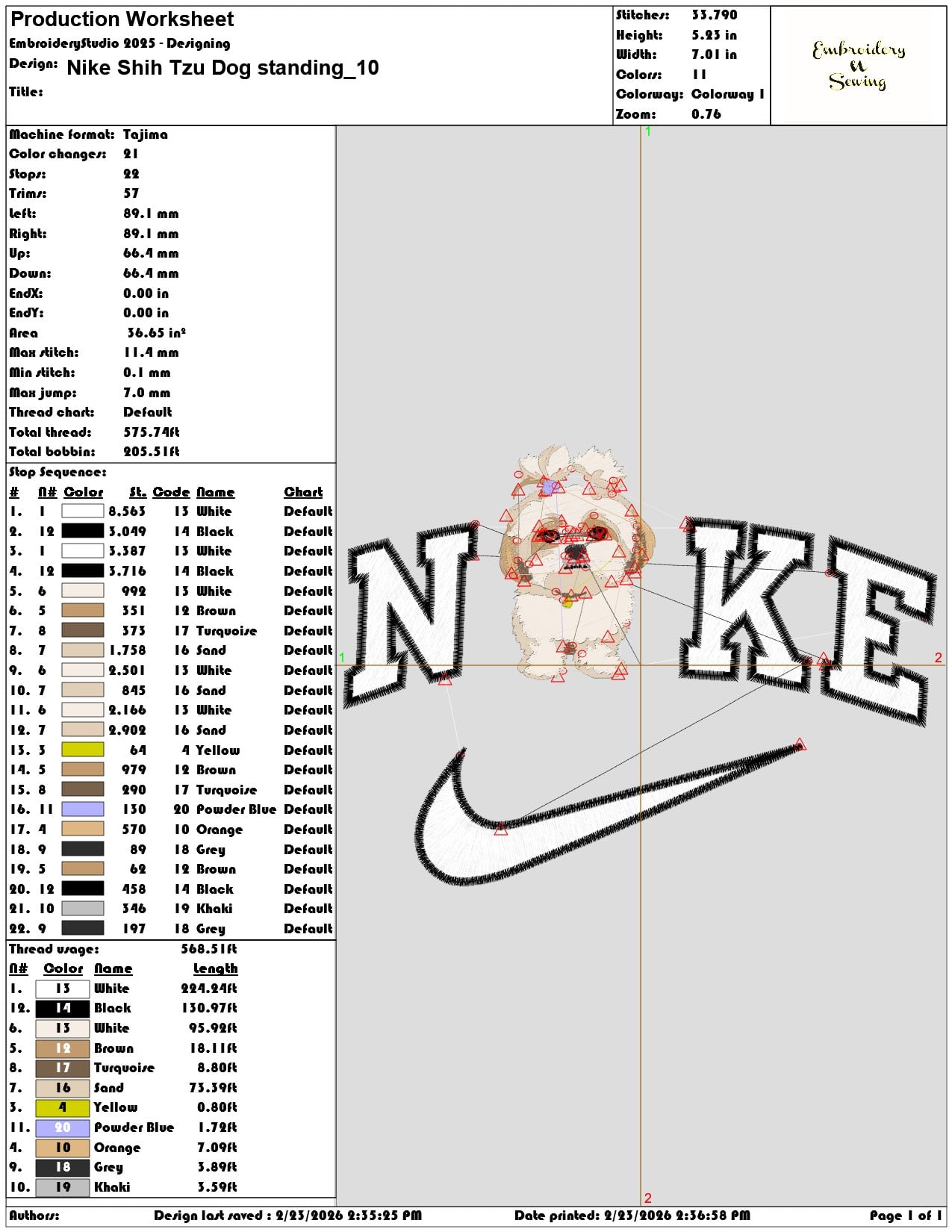 Nike Shih Tzu Dog standing  - Elegant embroidery design file-instant download — view 3