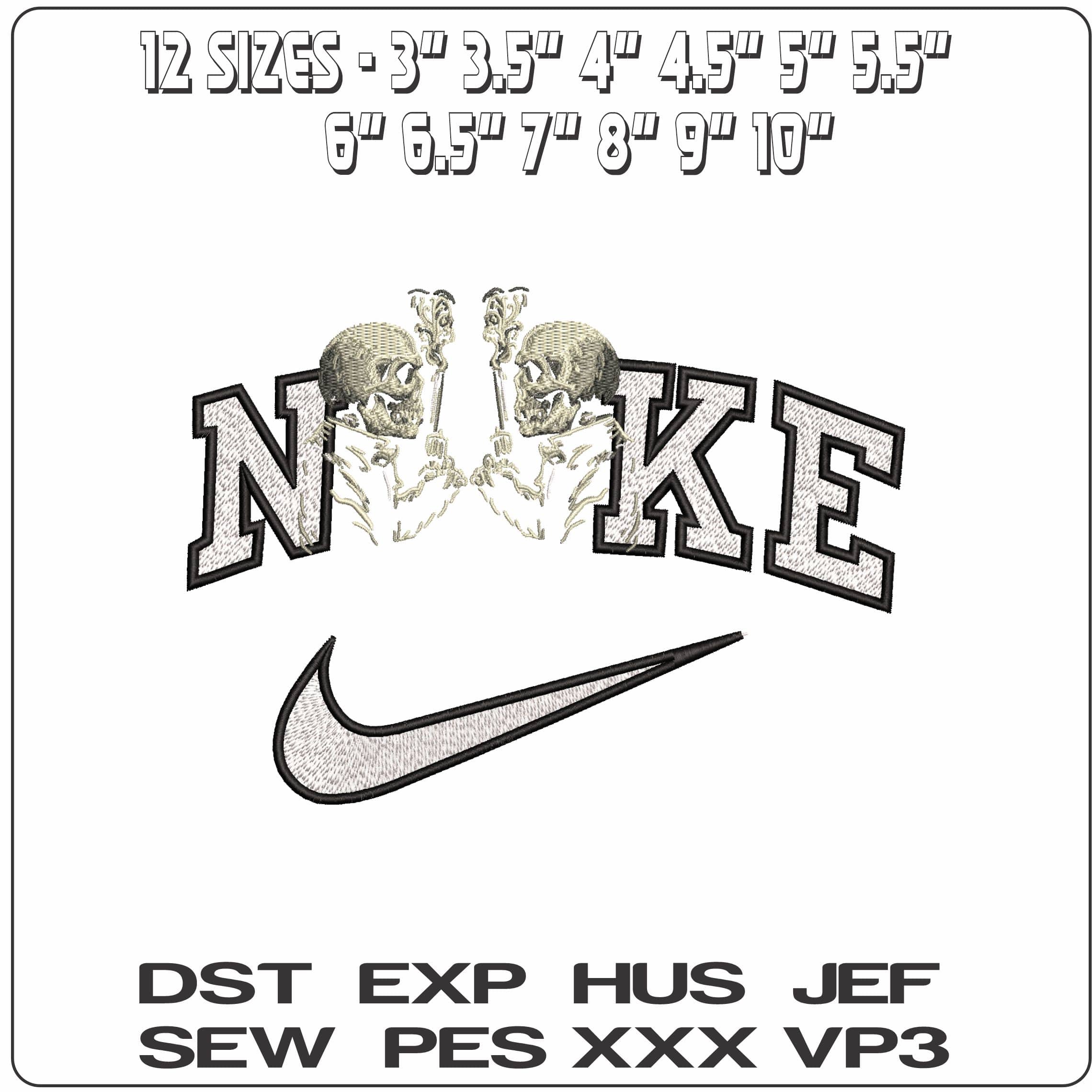 Nike Skeleton with Pistols  - Elegant embroidery design file-instant download — view 2