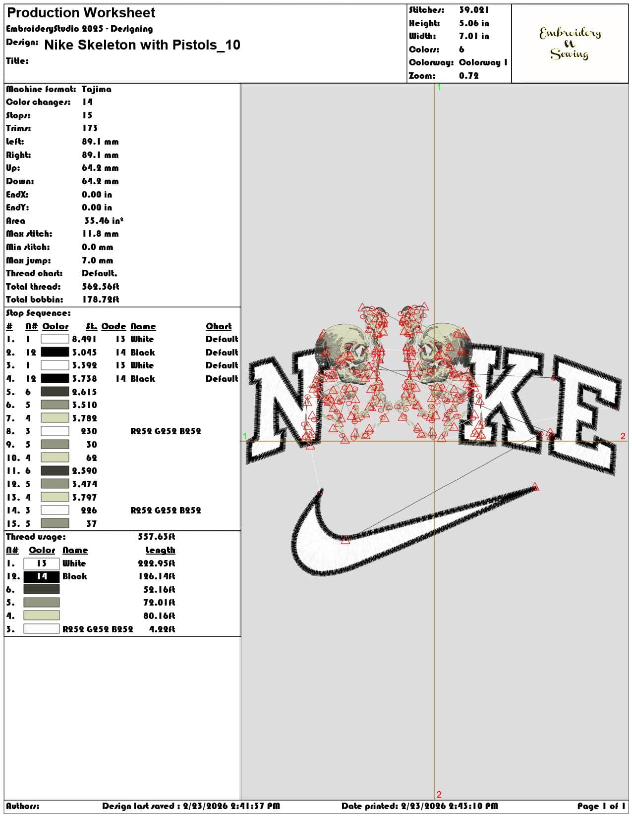 Nike Skeleton with Pistols  - Elegant embroidery design file-instant download — view 3