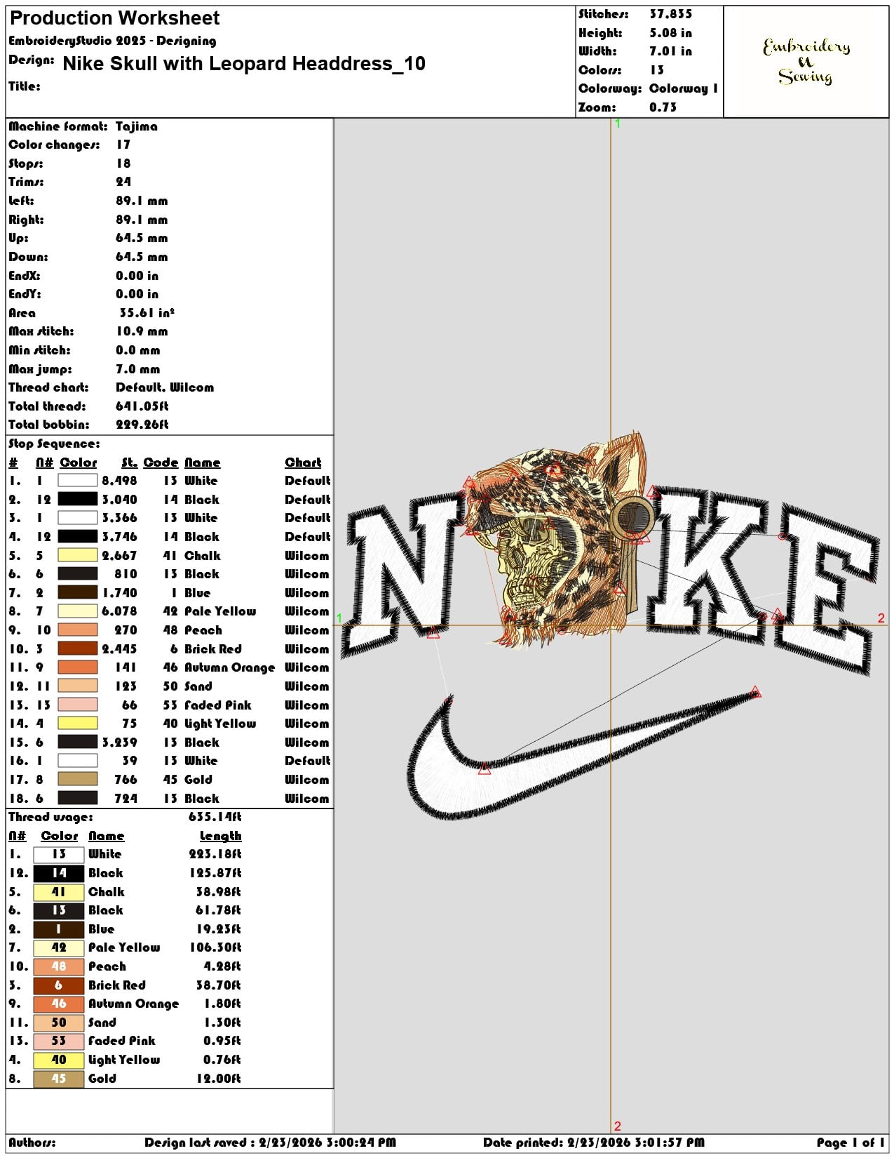 Nike Skull with Leopard Headdress  - Elegant embroidery design file-instant download — view 3