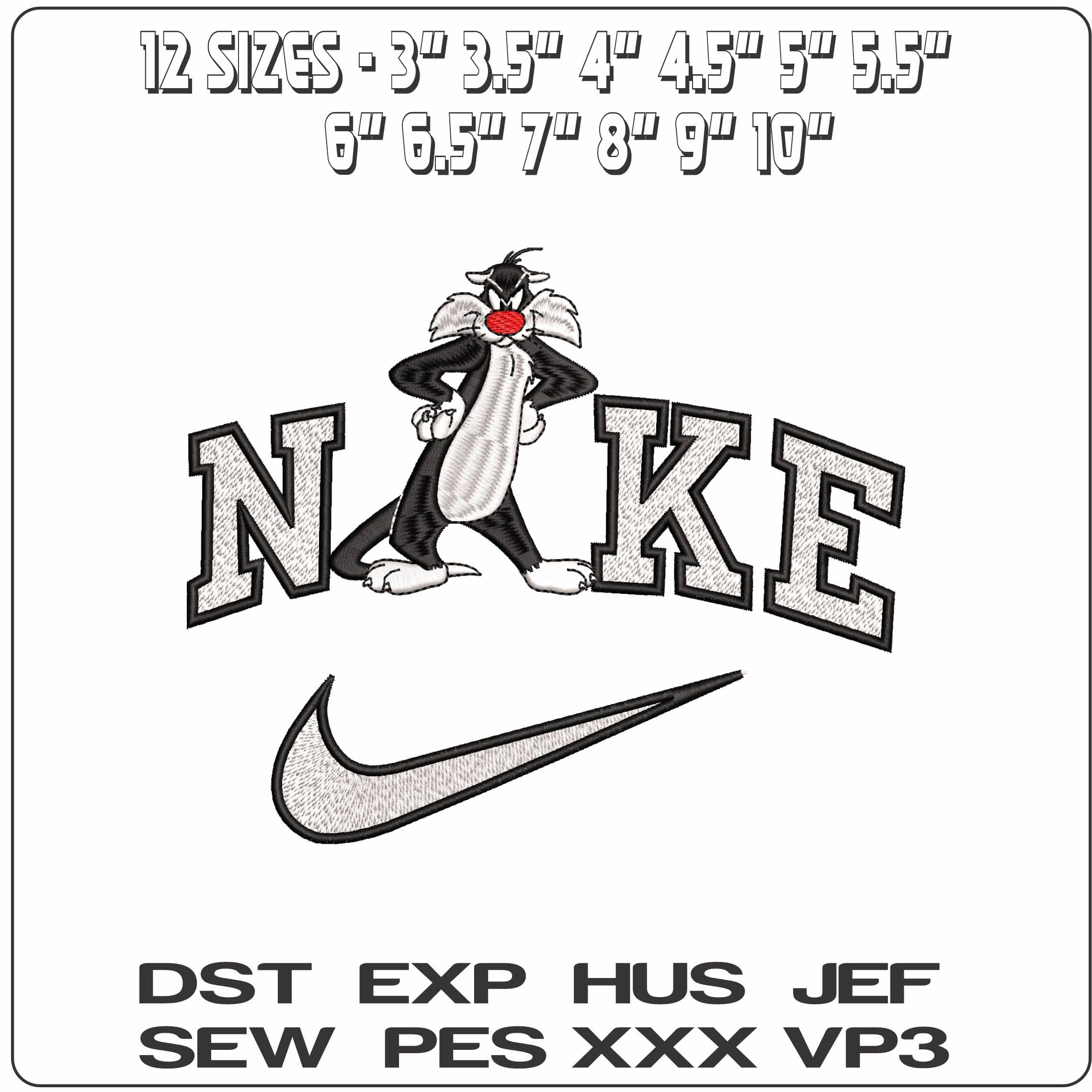 Nike Slyvester Pussy Cat Looney Tunes  - Elegant embroidery design file-instant download — view 2