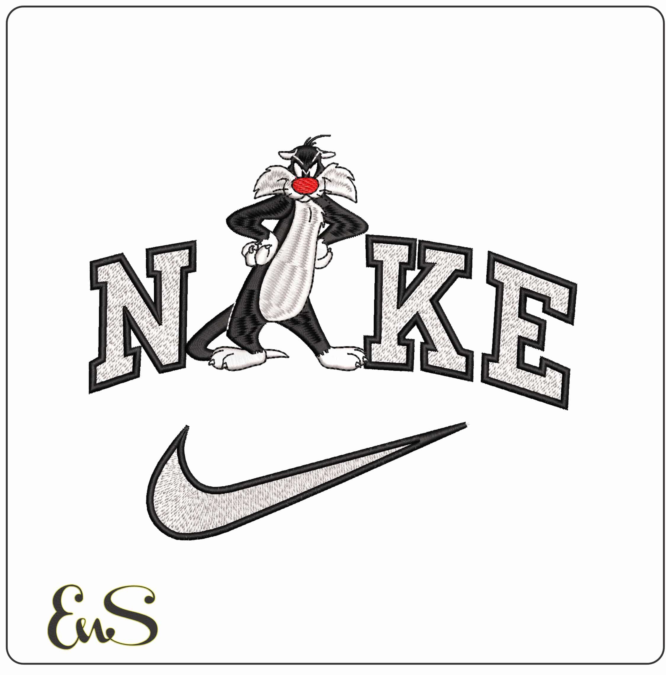 Nike Slyvester Pussy Cat Looney Tunes  - Elegant embroidery design file-instant download