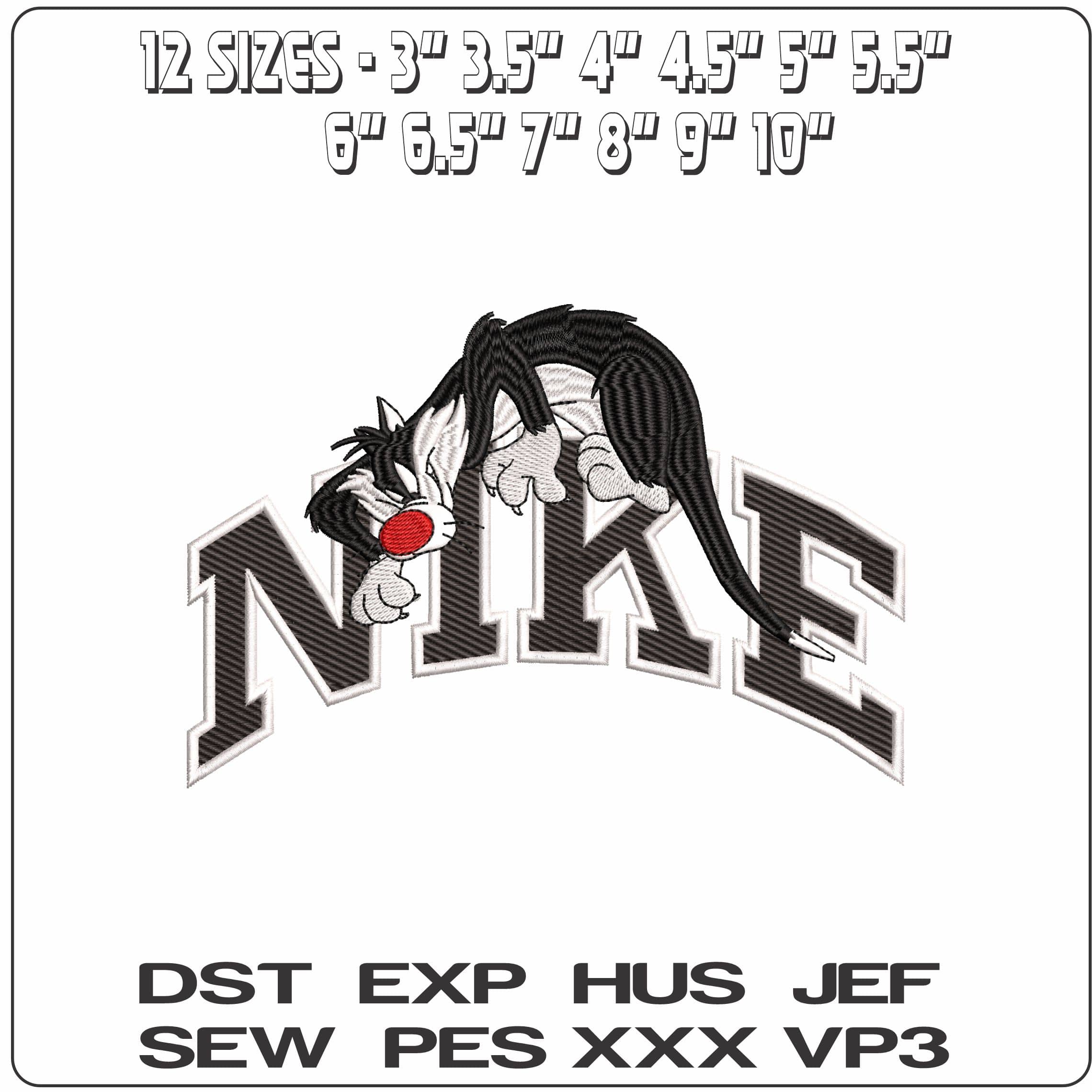 Nike Slyvester Pussy Cat Stalking Looney Tunes  - Elegant embroidery design file-instant download — view 2