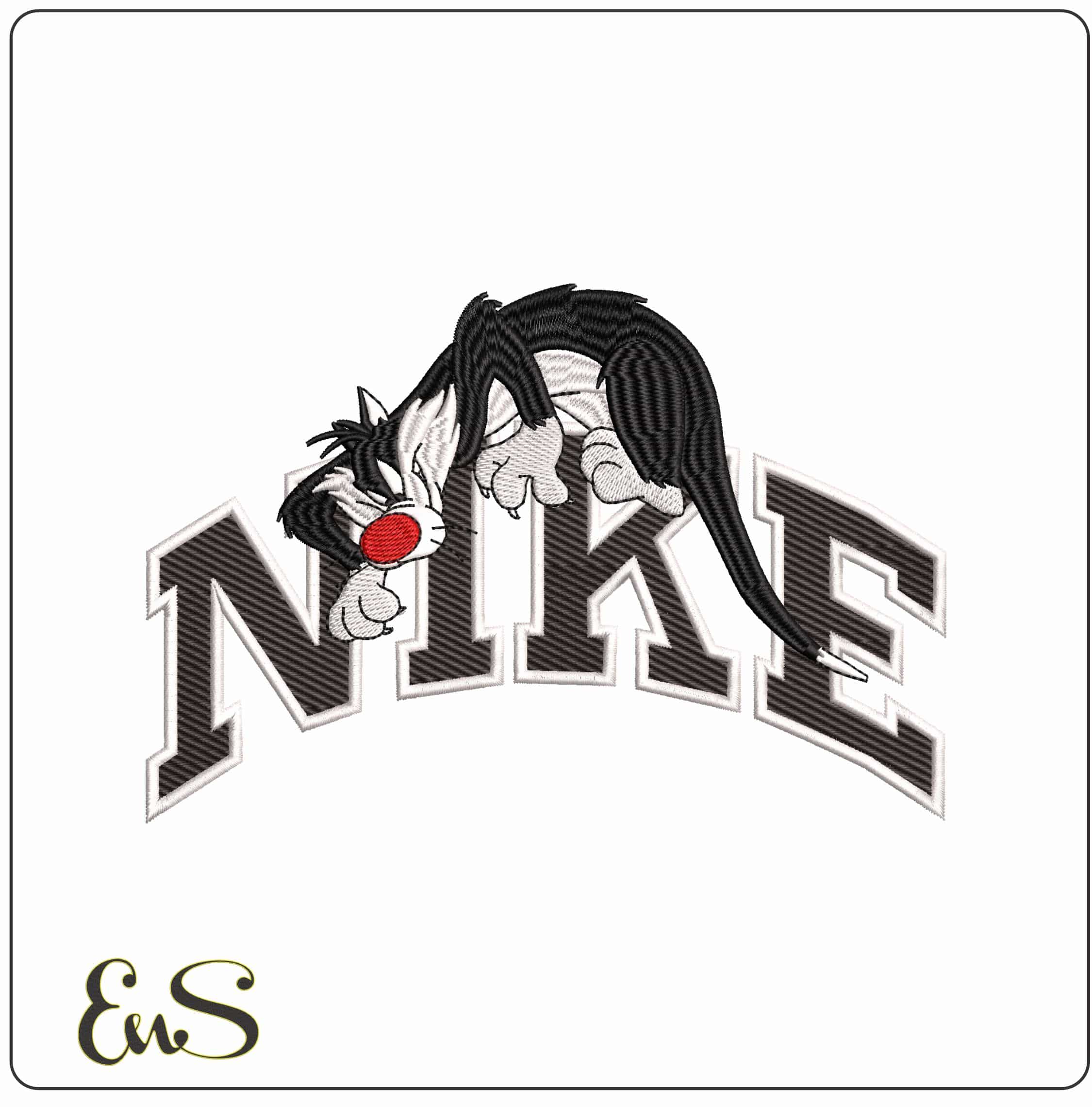 Nike Slyvester Pussy Cat Stalking Looney Tunes  - Elegant embroidery design file-instant download
