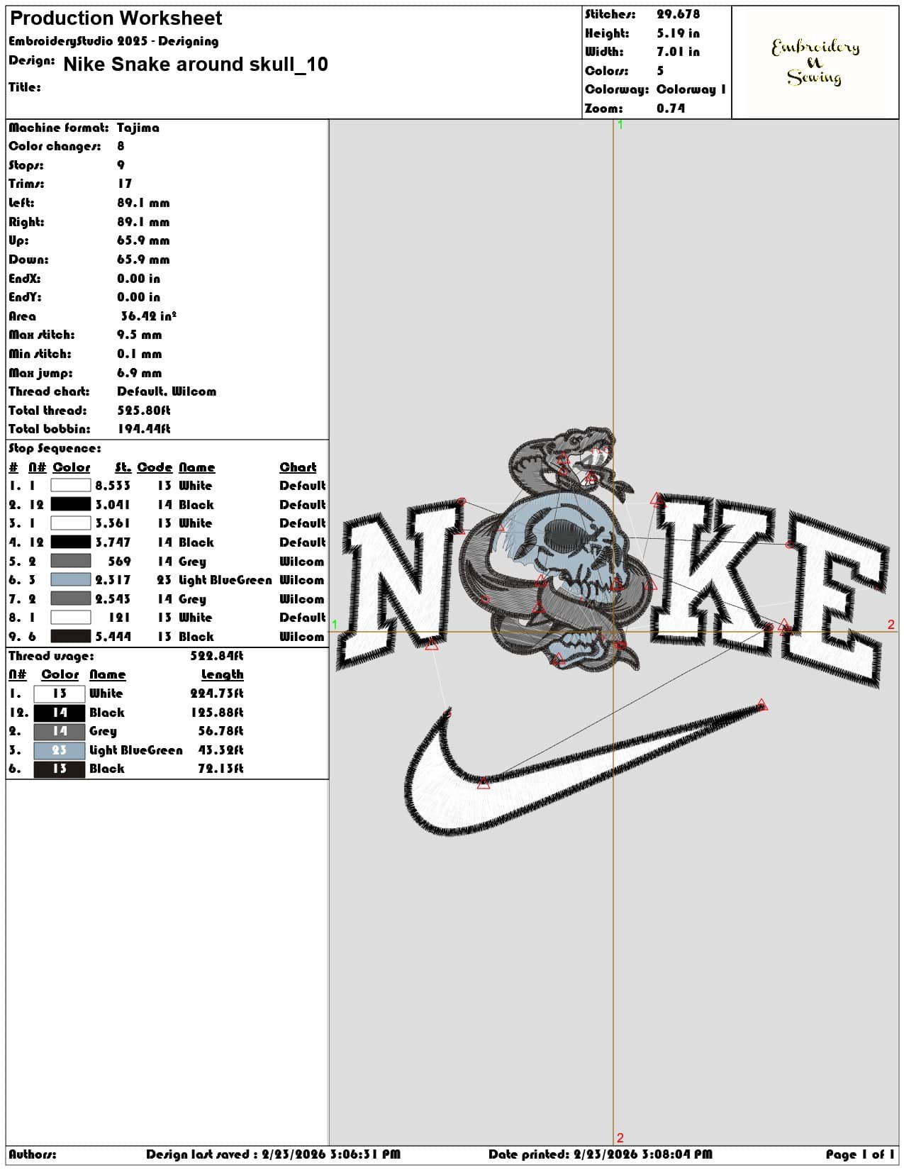 Nike Snake around skull  - Elegant embroidery design file-instant download — view 3