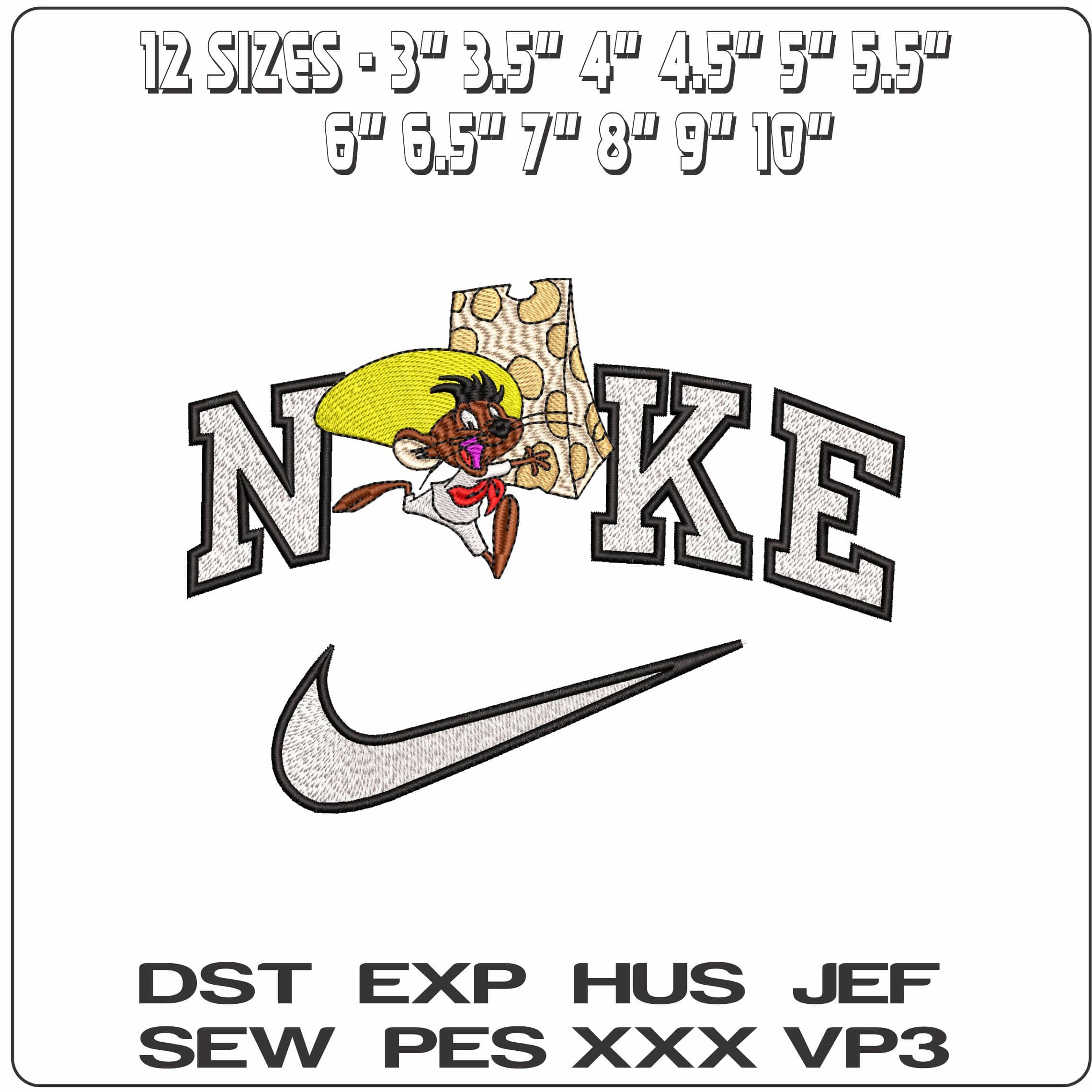 Nike Speedy Gonzales with Cheese Looney Tunes  - Elegant embroidery design file-instant download — view 2