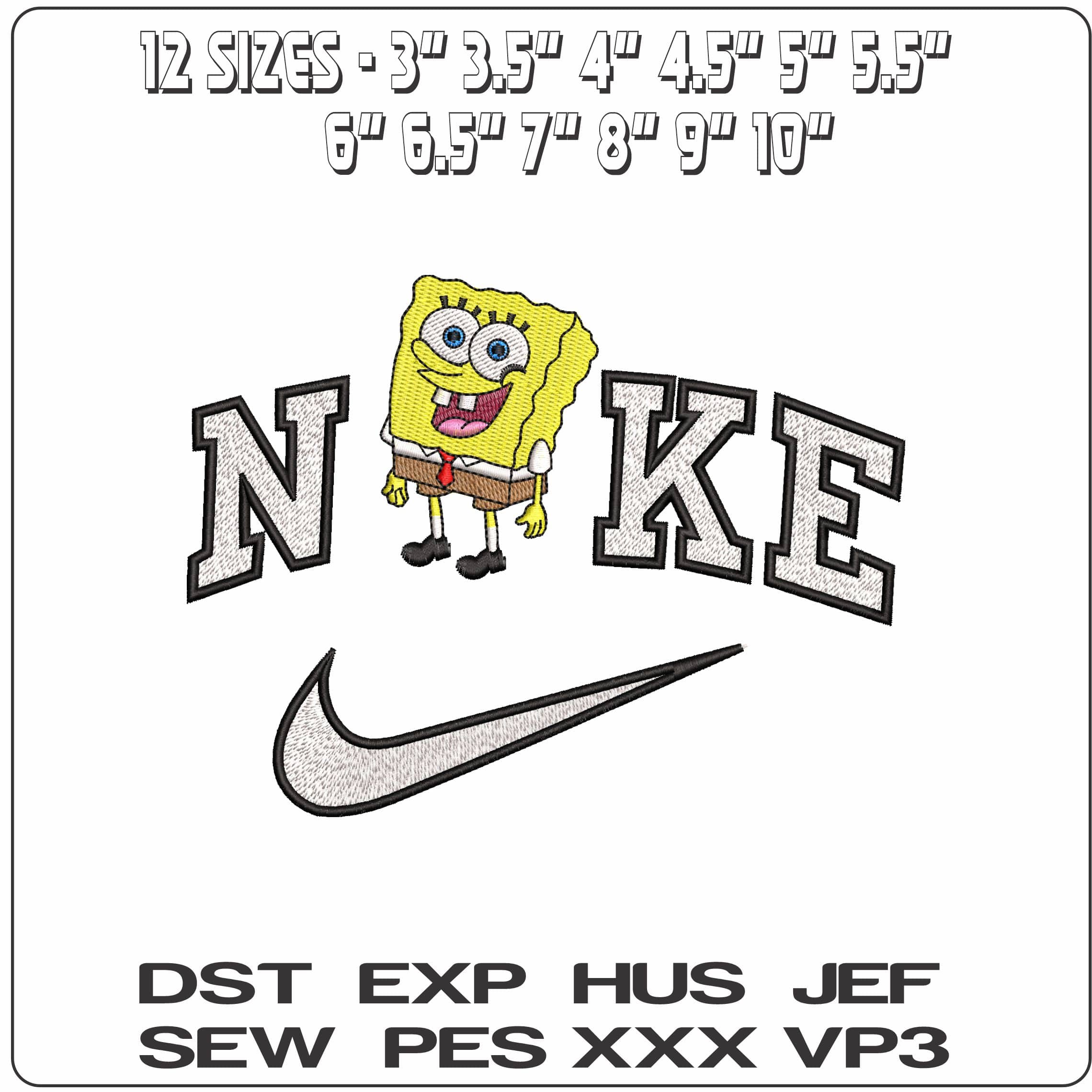 Nike Spongebob Spongebob Square Pants Cartoon  - Elegant embroidery design file-instant download — view 2