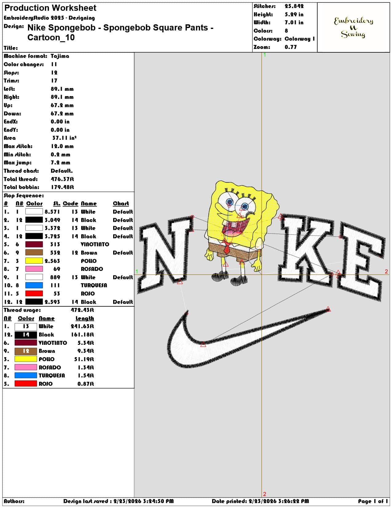 Nike Spongebob Spongebob Square Pants Cartoon  - Elegant embroidery design file-instant download — view 3
