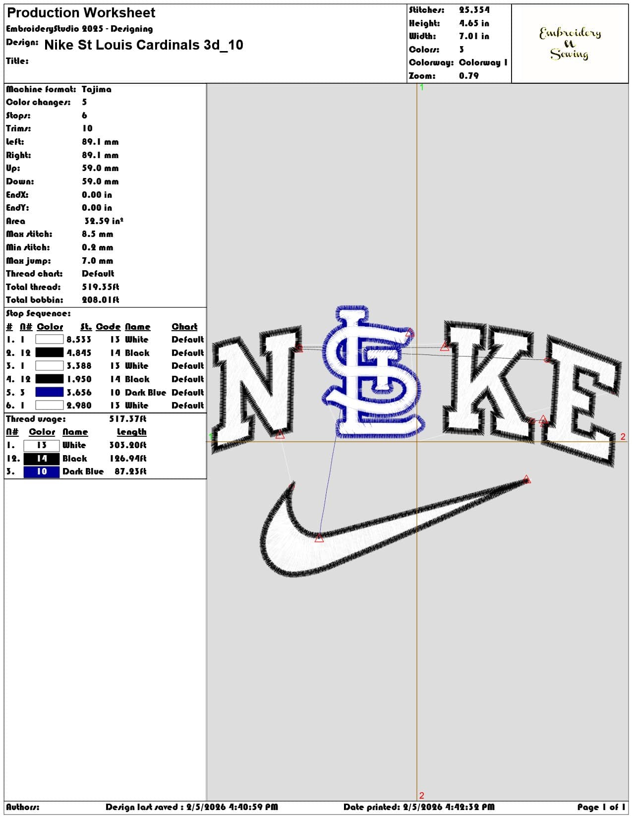 Nike St Louis Cardinals 3d  - Elegant embroidery design file-instant download — view 3