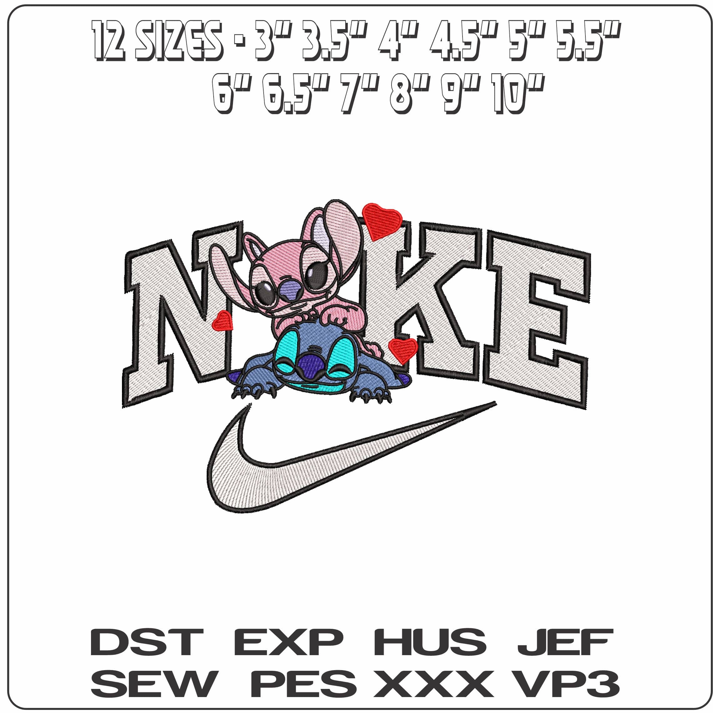 Nike Stitch and Angel Cuddle  - Elegant embroidery design file-instant download — view 2