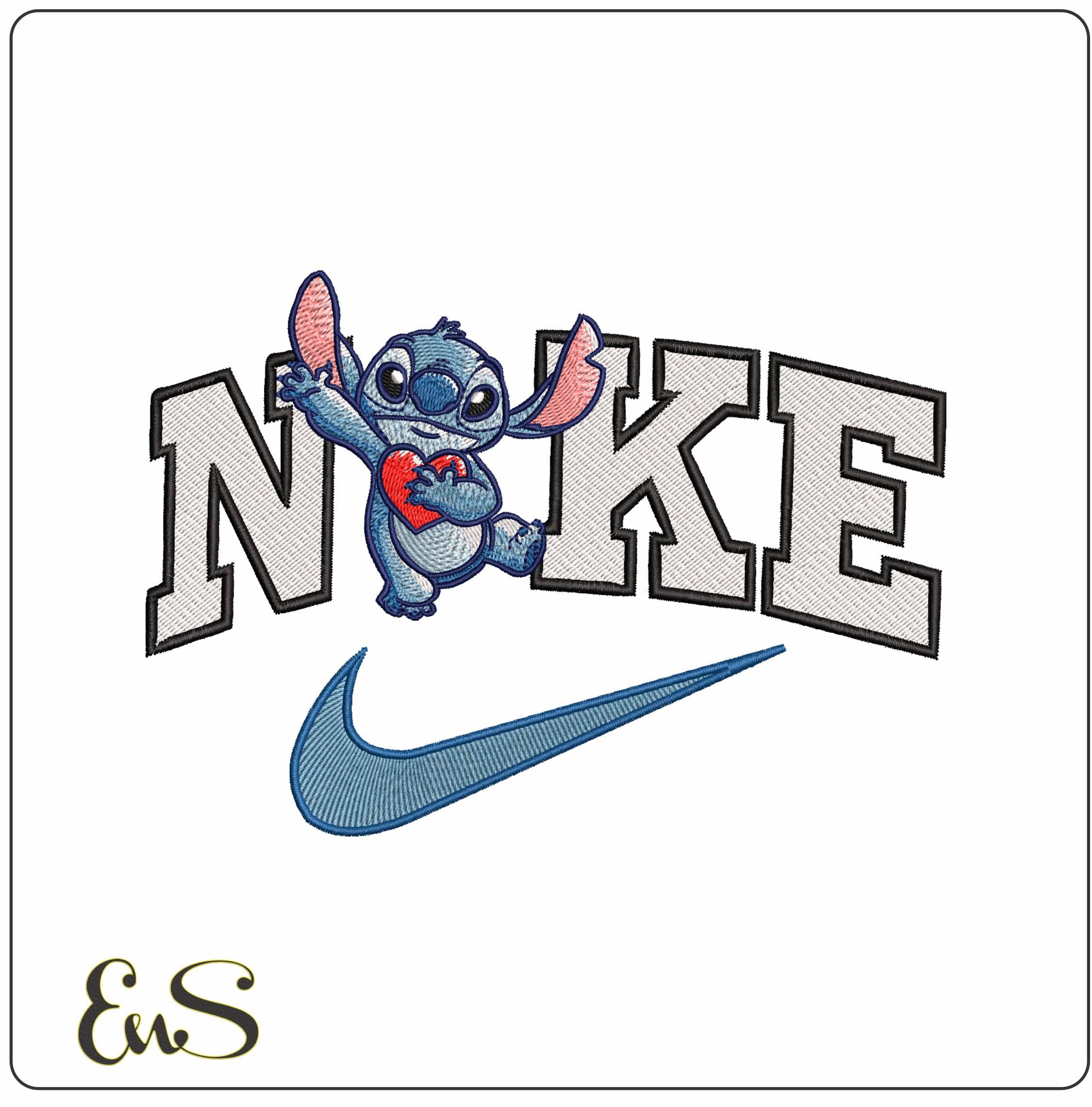 Nike Stitch Heart  - Elegant embroidery design file-instant download