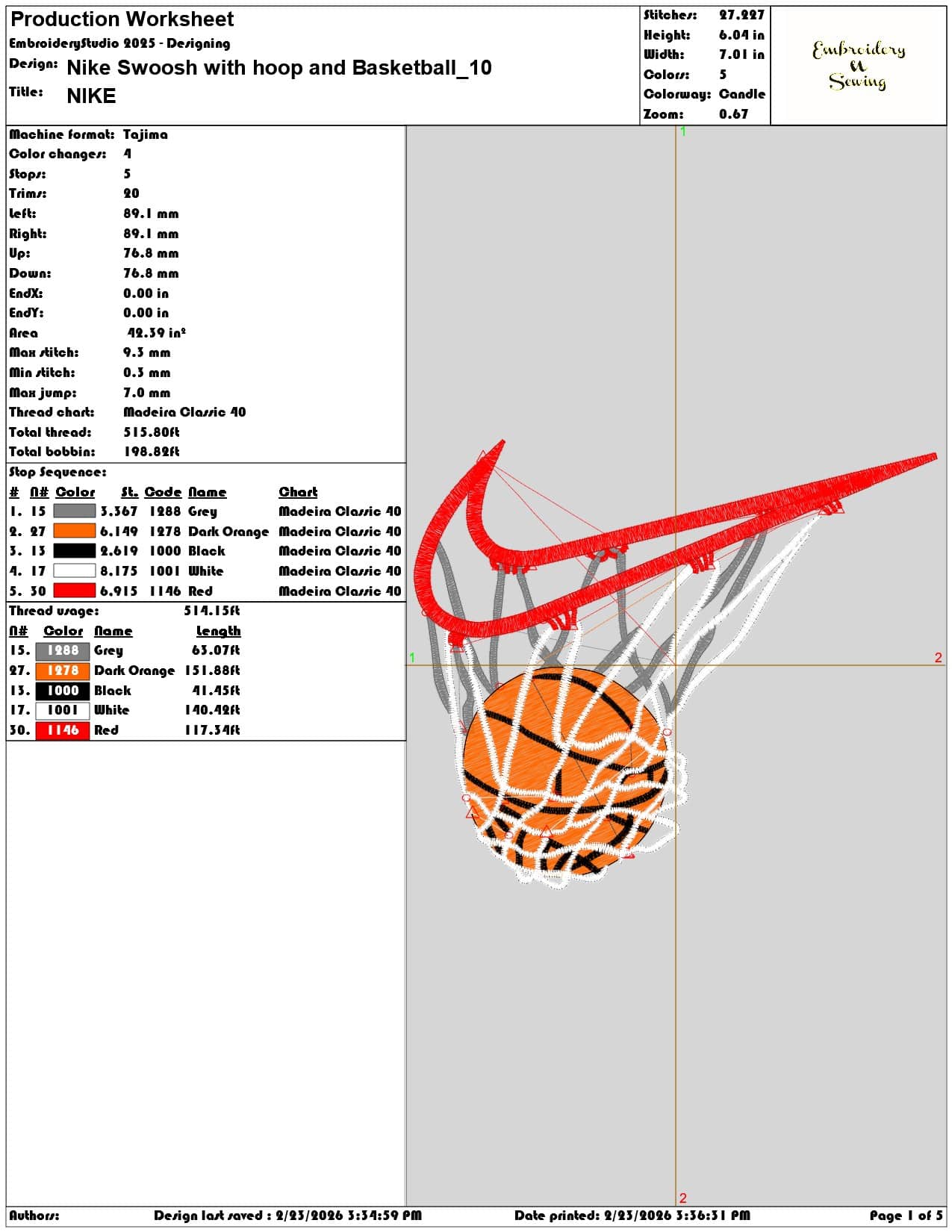 Nike Swoosh with hoop and Basketball  - Elegant embroidery design file-instant download — view 3