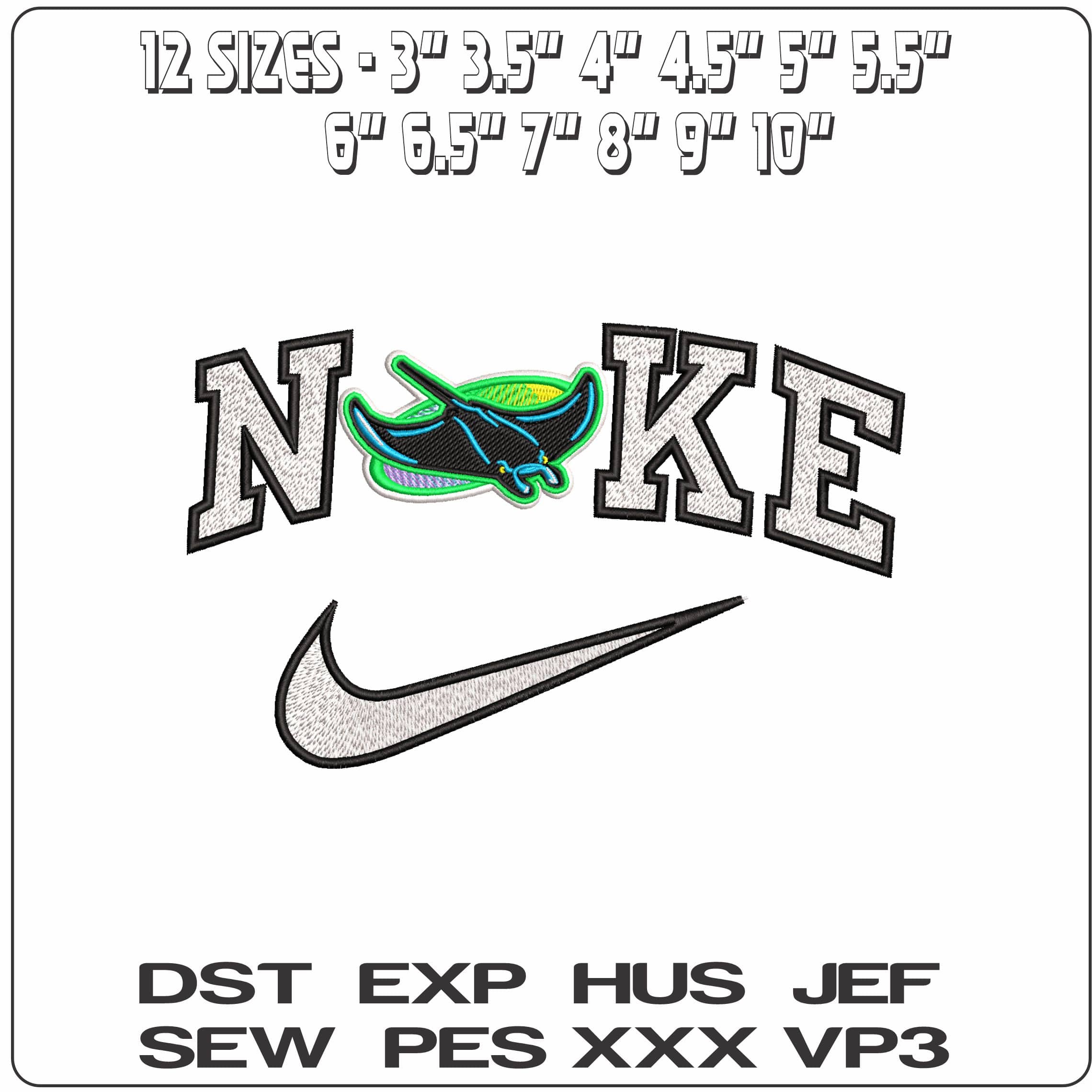 Nike Tampa Bay Rays MLB  - Elegant embroidery design file-instant download — view 2