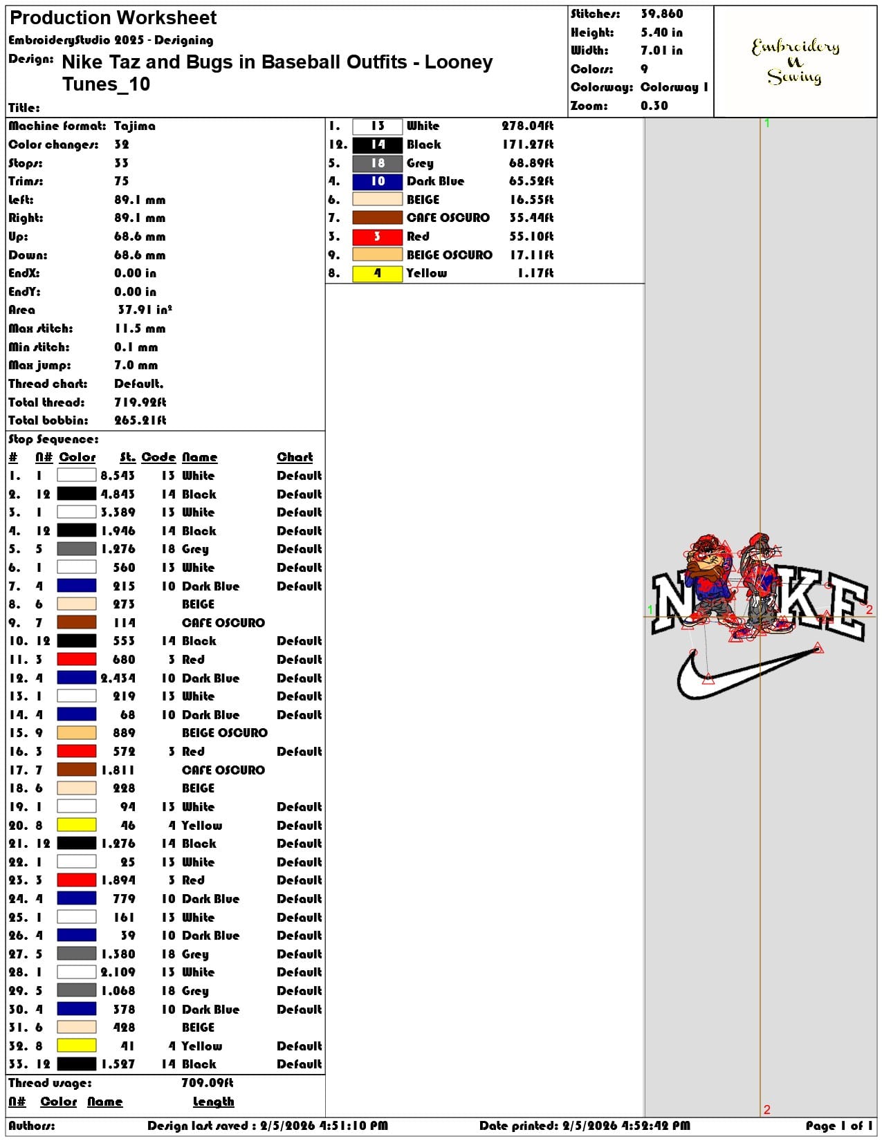 Nike Taz and Bugs in Baseball Outfits Looney Tunes  - Elegant embroidery design file-instant download — view 3