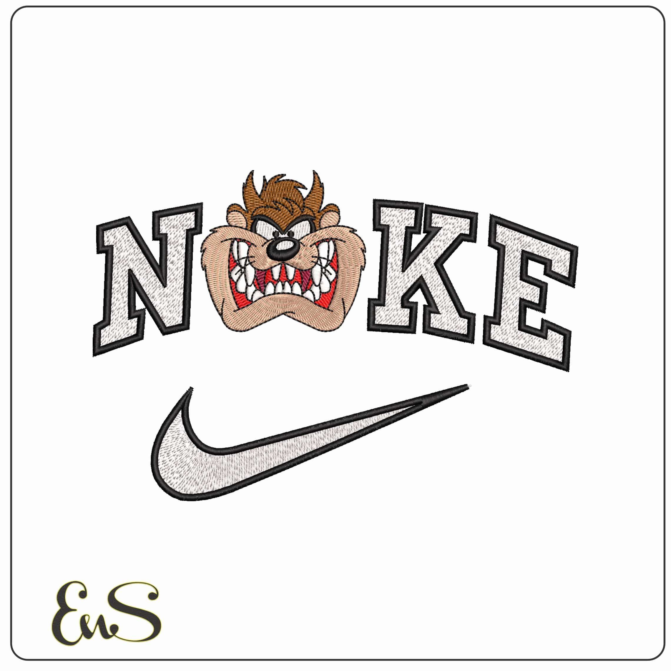 Nike Taz Devil Face Looney Tunes  - Elegant embroidery design file-instant download
