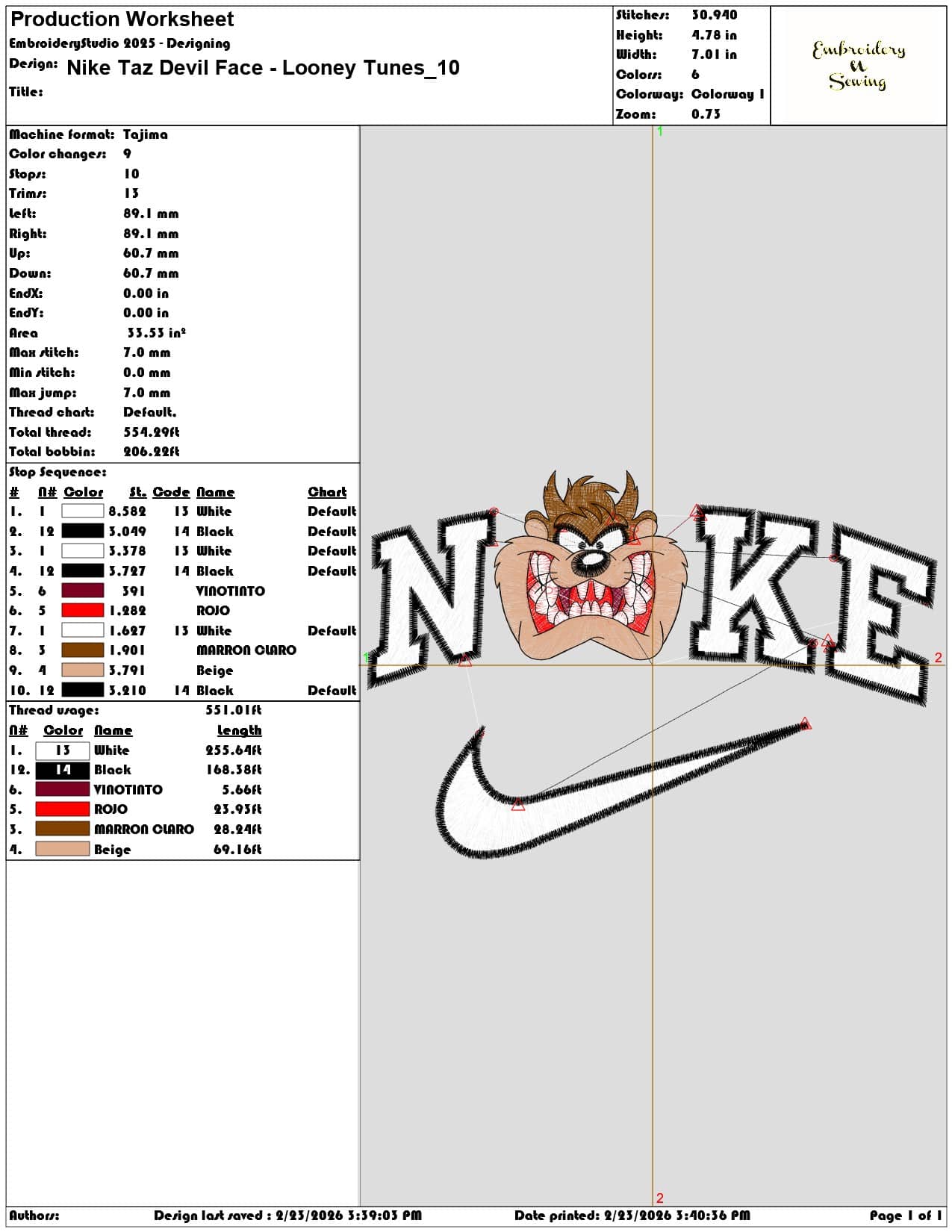 Nike Taz Devil Face Looney Tunes  - Elegant embroidery design file-instant download — view 3