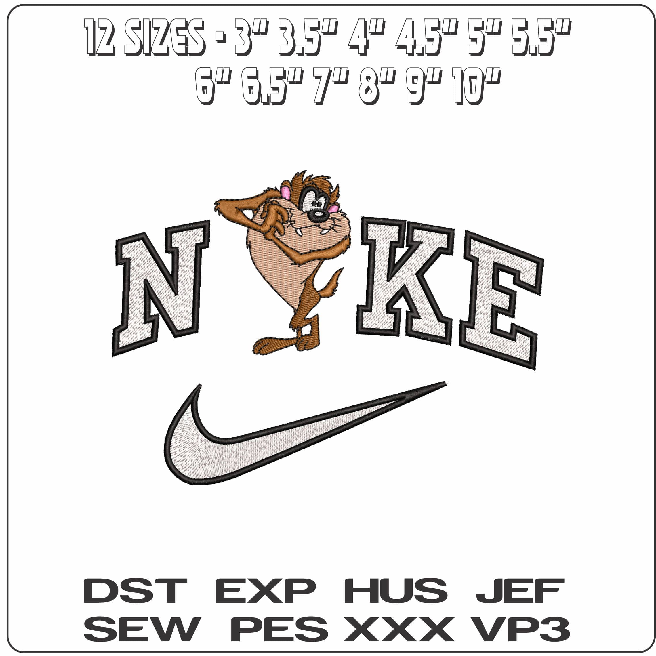 Nike Taz Devil Hug Looney Tunes  - Elegant embroidery design file-instant download — view 2