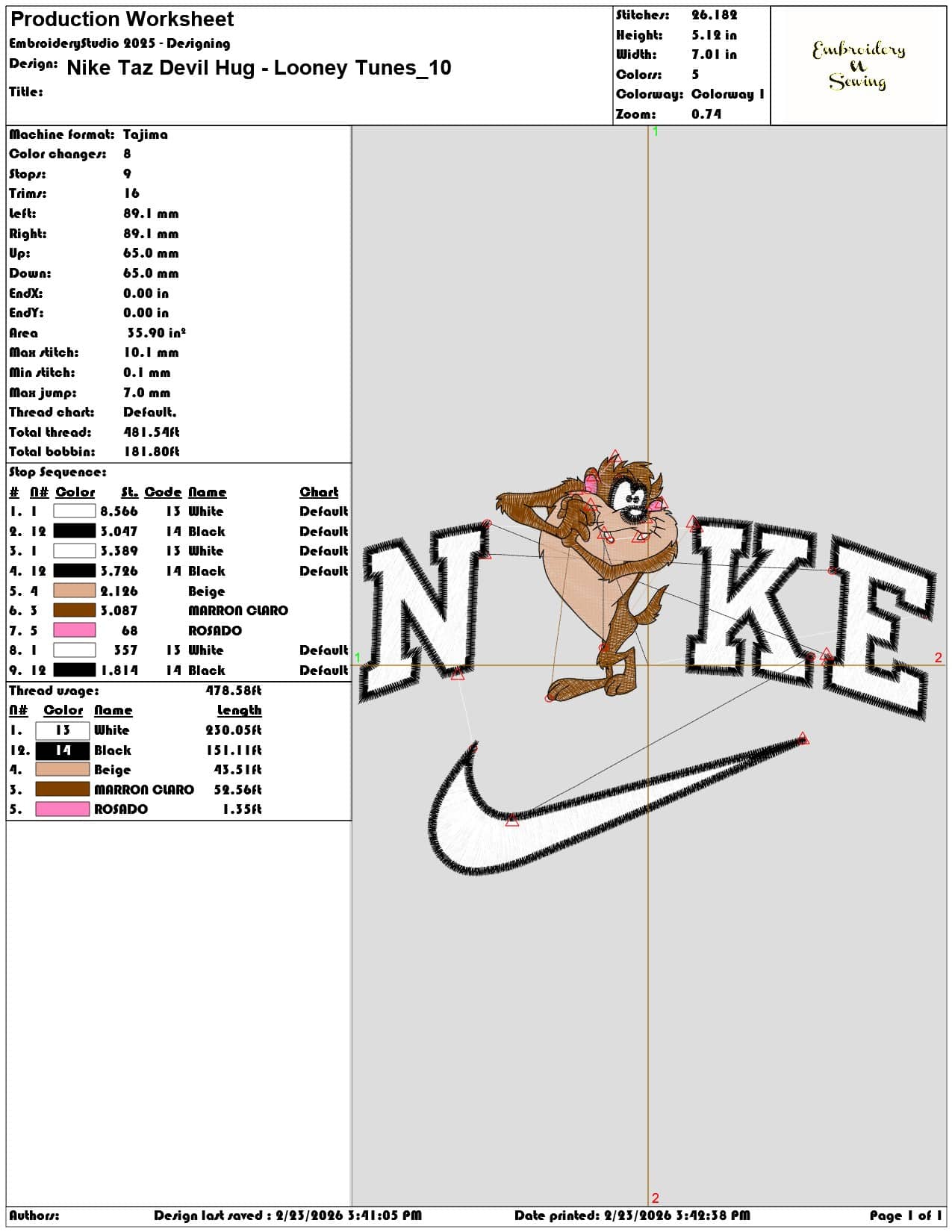 Nike Taz Devil Hug Looney Tunes  - Elegant embroidery design file-instant download — view 3