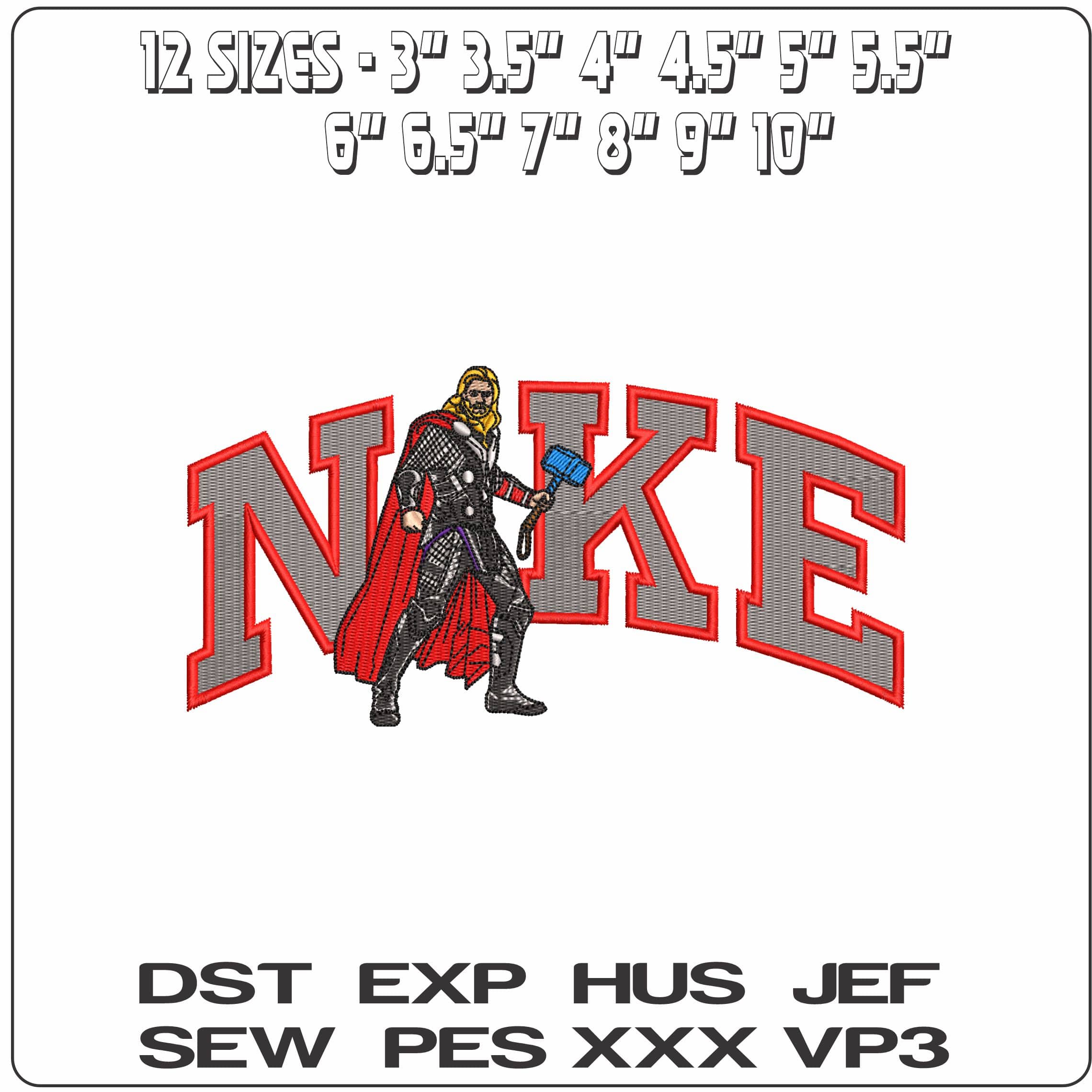 Nike Thor with Hammer  - Elegant embroidery design file-instant download — view 2