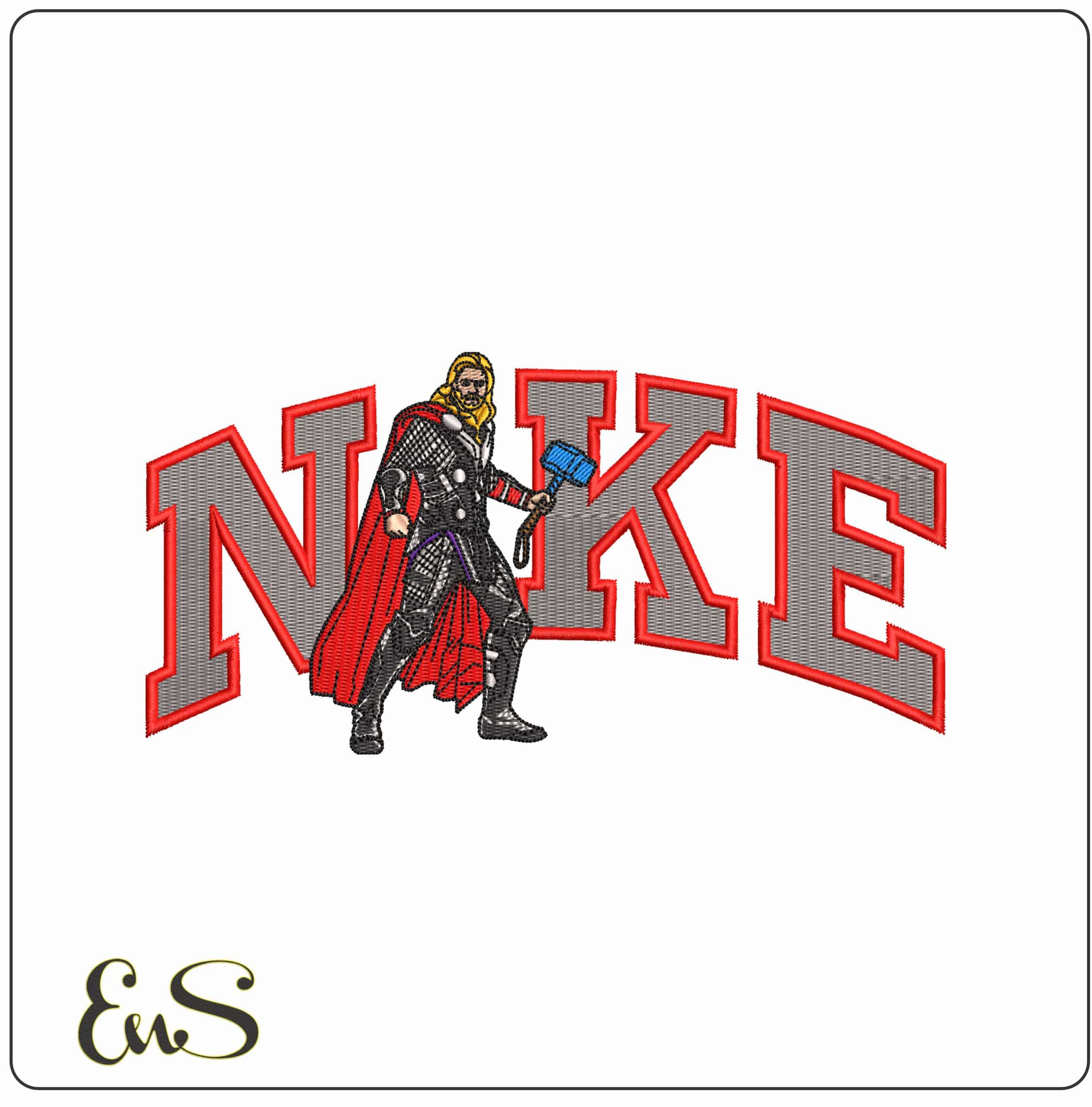 Nike Thor with Hammer  - Elegant embroidery design file-instant download