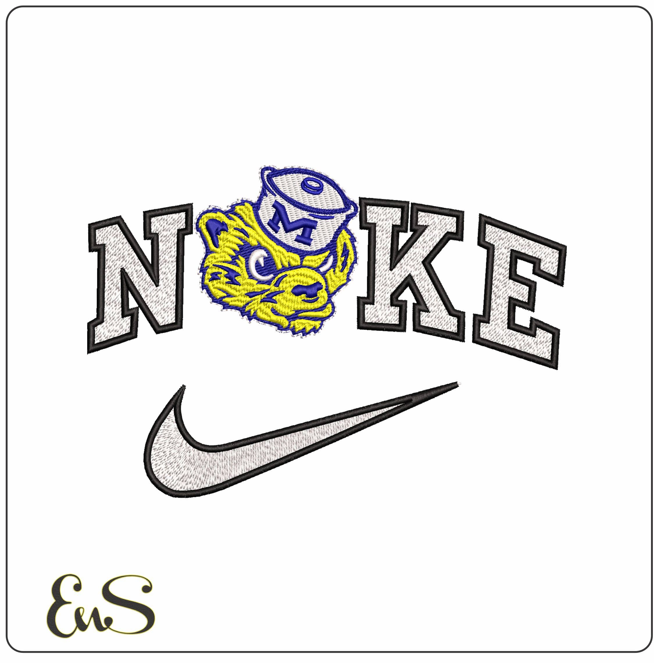 Nike University of Michigan Wolverines College  - Elegant embroidery design file-instant download