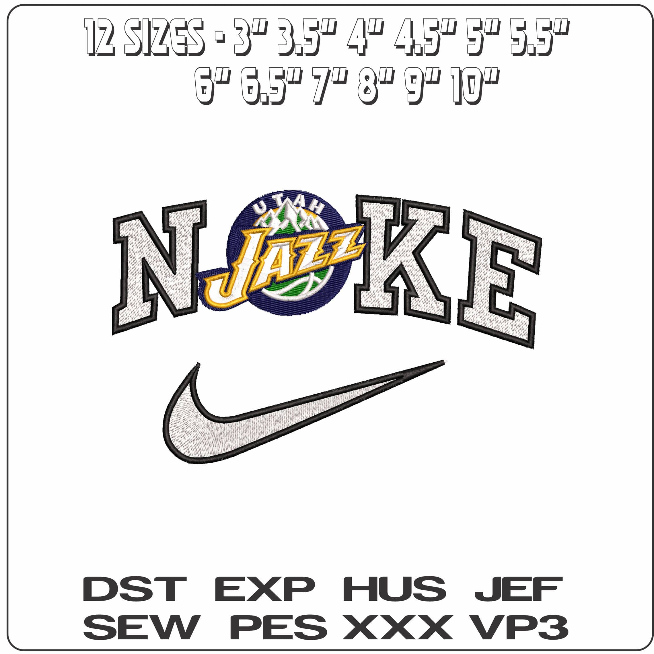 Nike Utah Jazz NBA  - Elegant embroidery design file-instant download — view 2