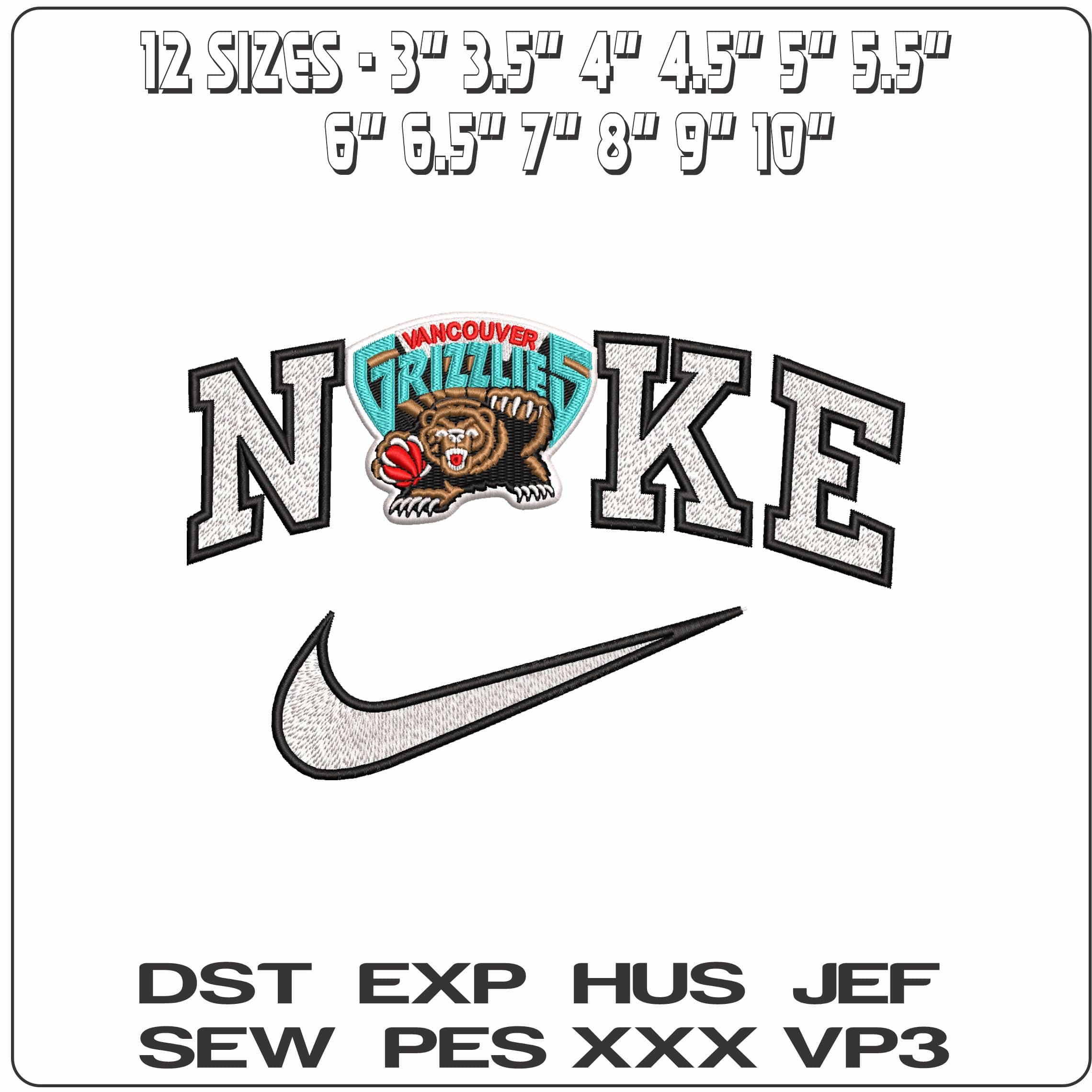 Nike Vancouver Grizzlies 1995 2001 NBA  - Elegant embroidery design file-instant download — view 2