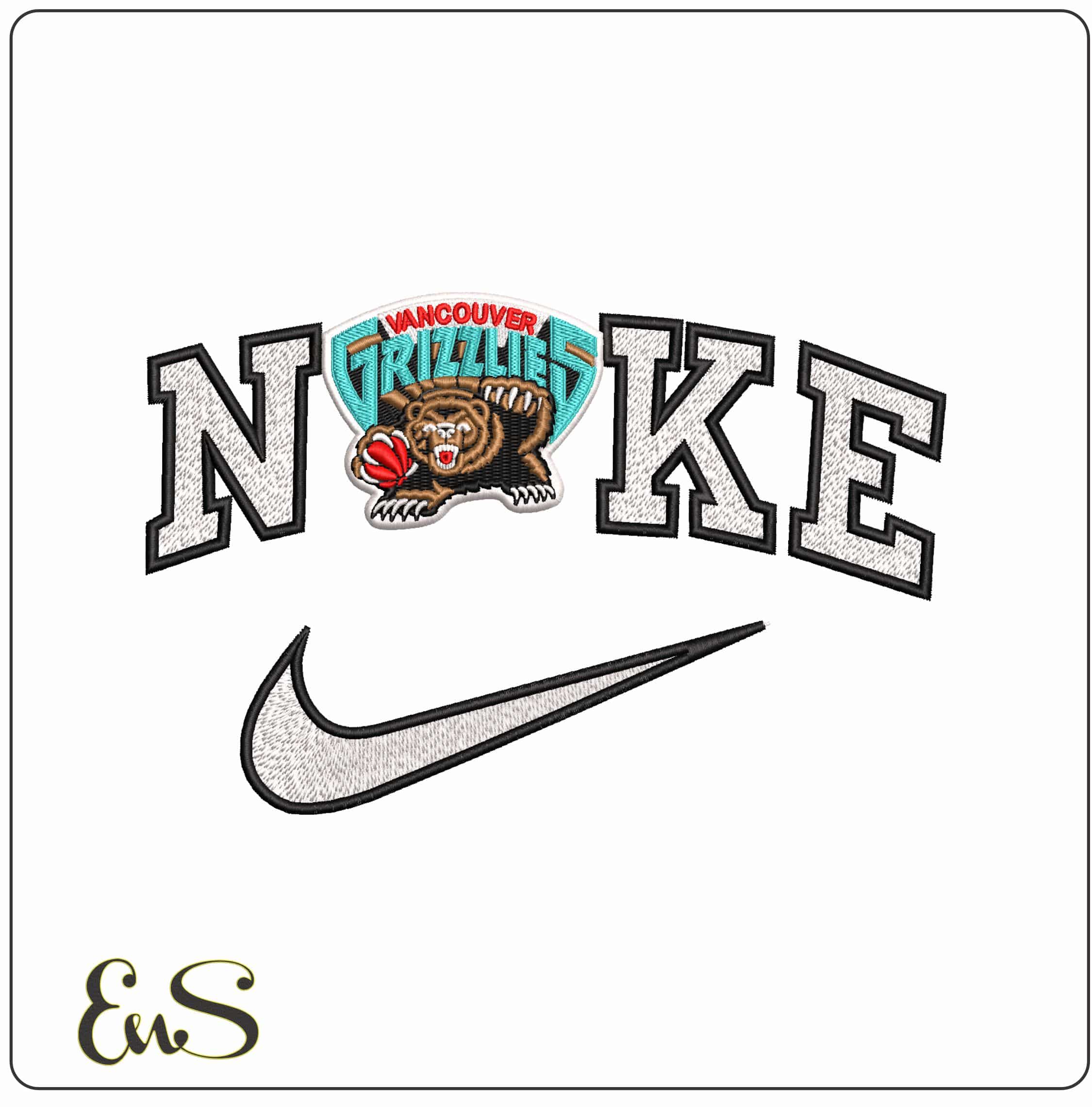 Nike Vancouver Grizzlies 1995 2001 NBA  - Elegant embroidery design file-instant download