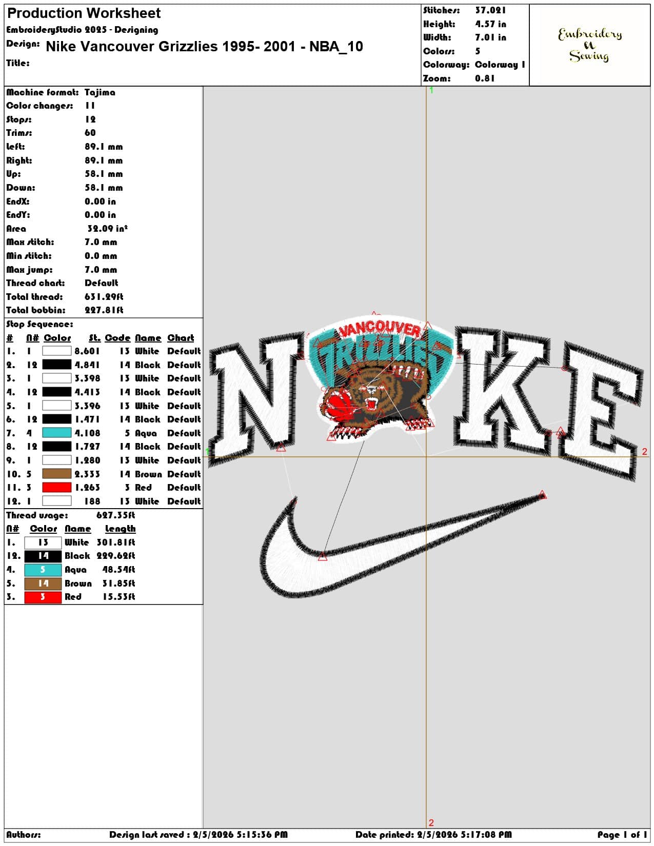 Nike Vancouver Grizzlies 1995 2001 NBA  - Elegant embroidery design file-instant download — view 3