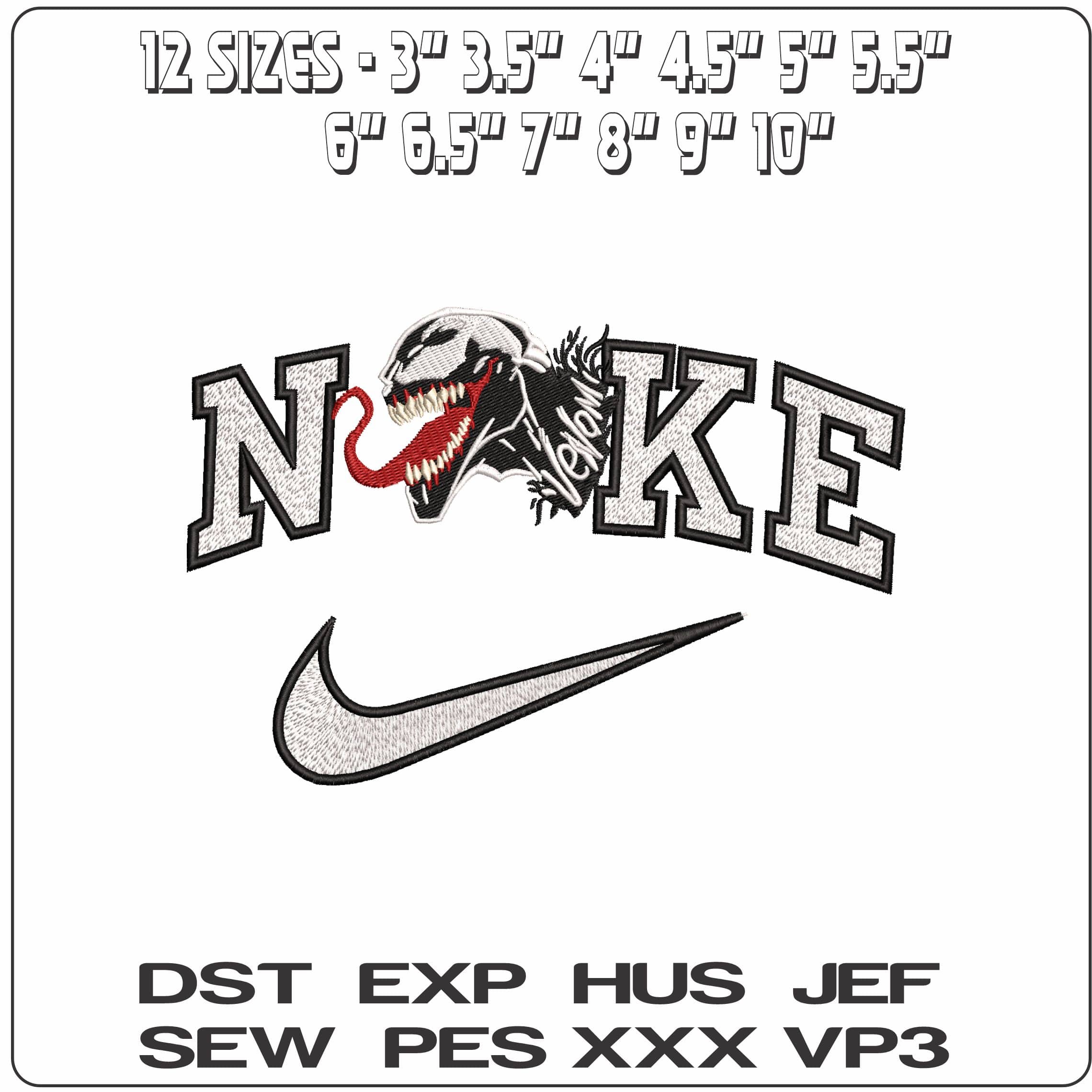 Nike Venom Marvel Comic  - Elegant embroidery design file-instant download — view 2