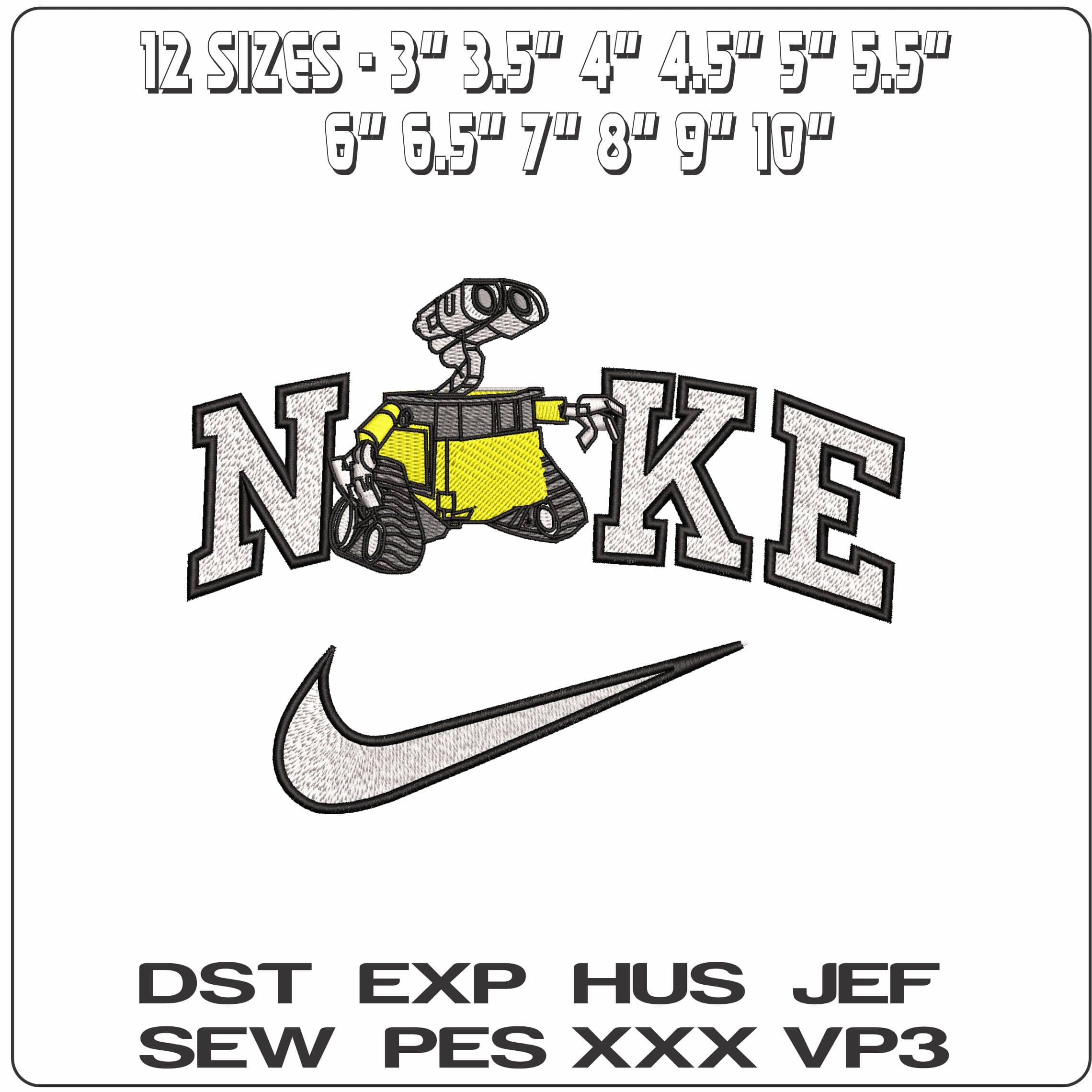 Nike Wall E Looking Wall E Cartoon  - Elegant embroidery design file-instant download — view 2