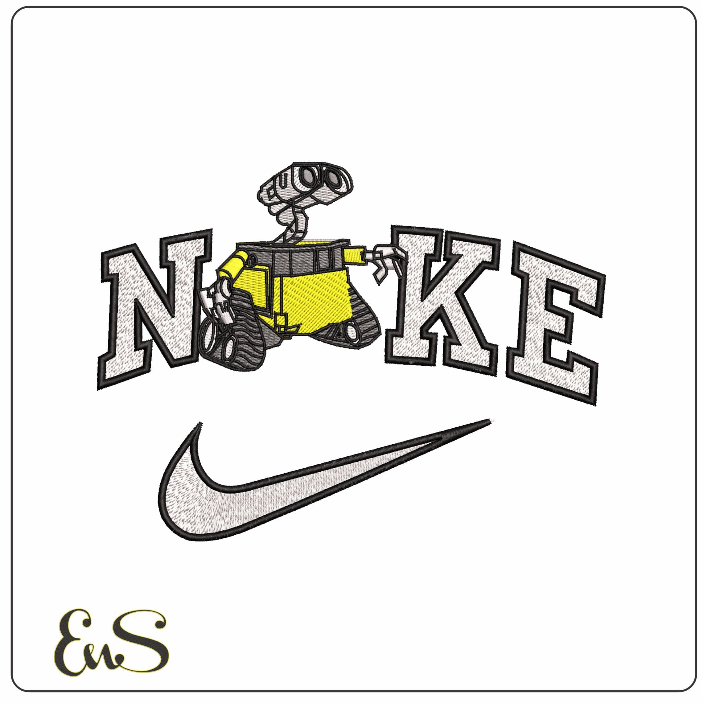 Nike Wall E Looking Wall E Cartoon  - Elegant embroidery design file-instant download
