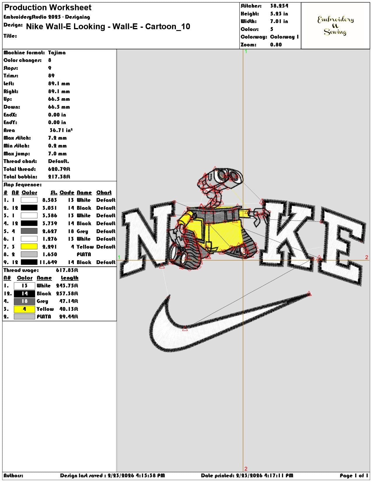 Nike Wall E Looking Wall E Cartoon  - Elegant embroidery design file-instant download — view 3