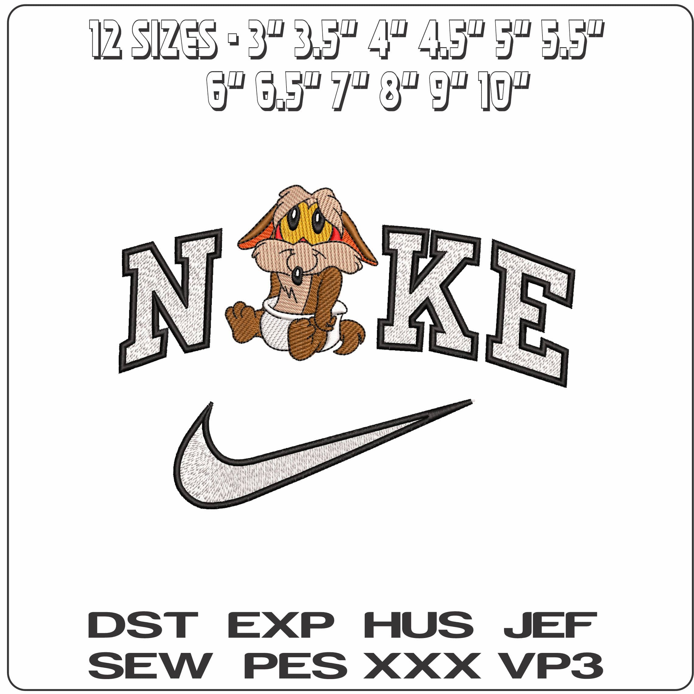 Nike Wile E Coyote Baby Baby Looney Tunes  - Elegant embroidery design file-instant download — view 2
