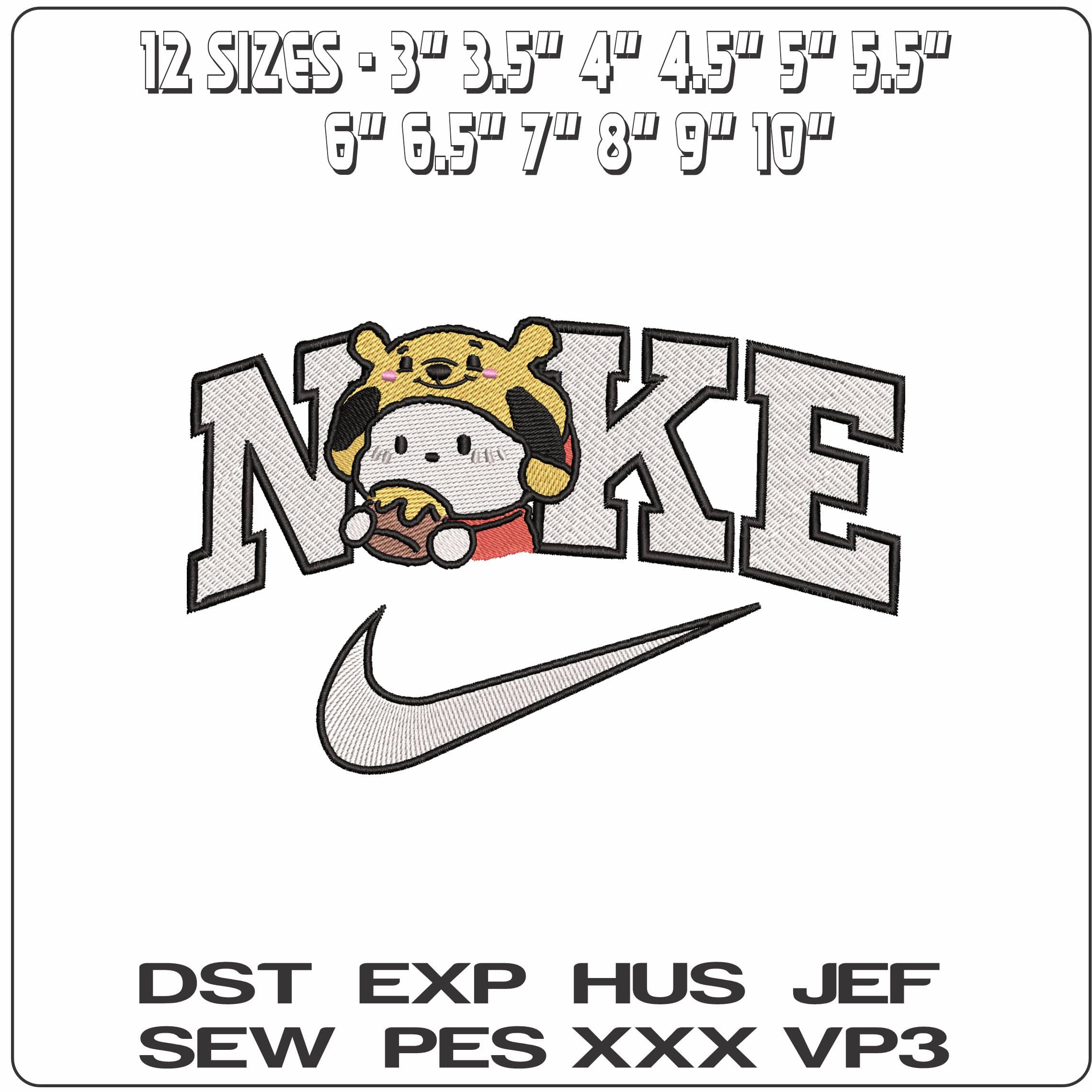 Nike Winnie the Pooh Hello Kitty Outfit  - Elegant embroidery design file-instant download — view 2