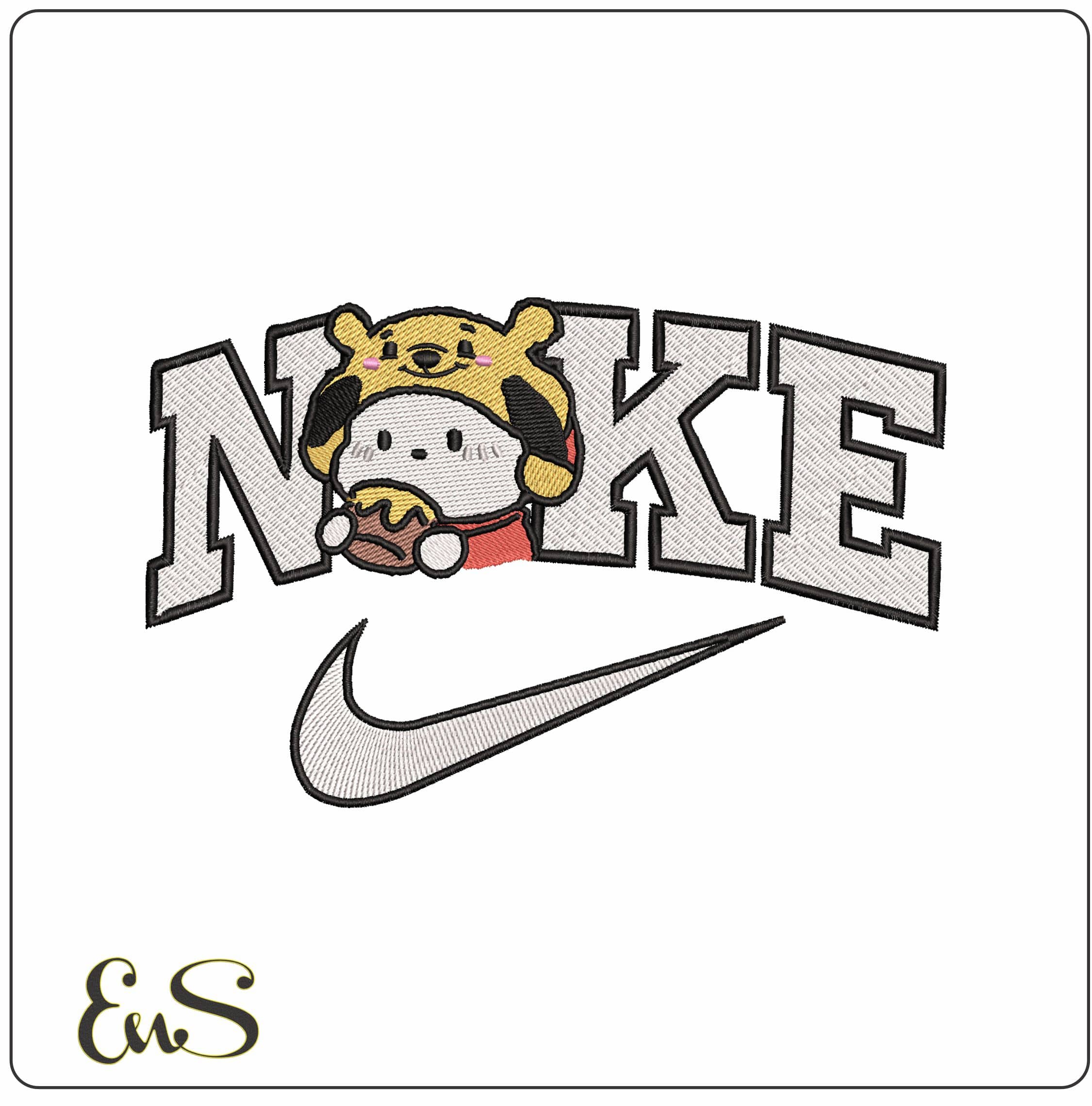 Nike Winnie the Pooh Hello Kitty Outfit  - Elegant embroidery design file-instant download