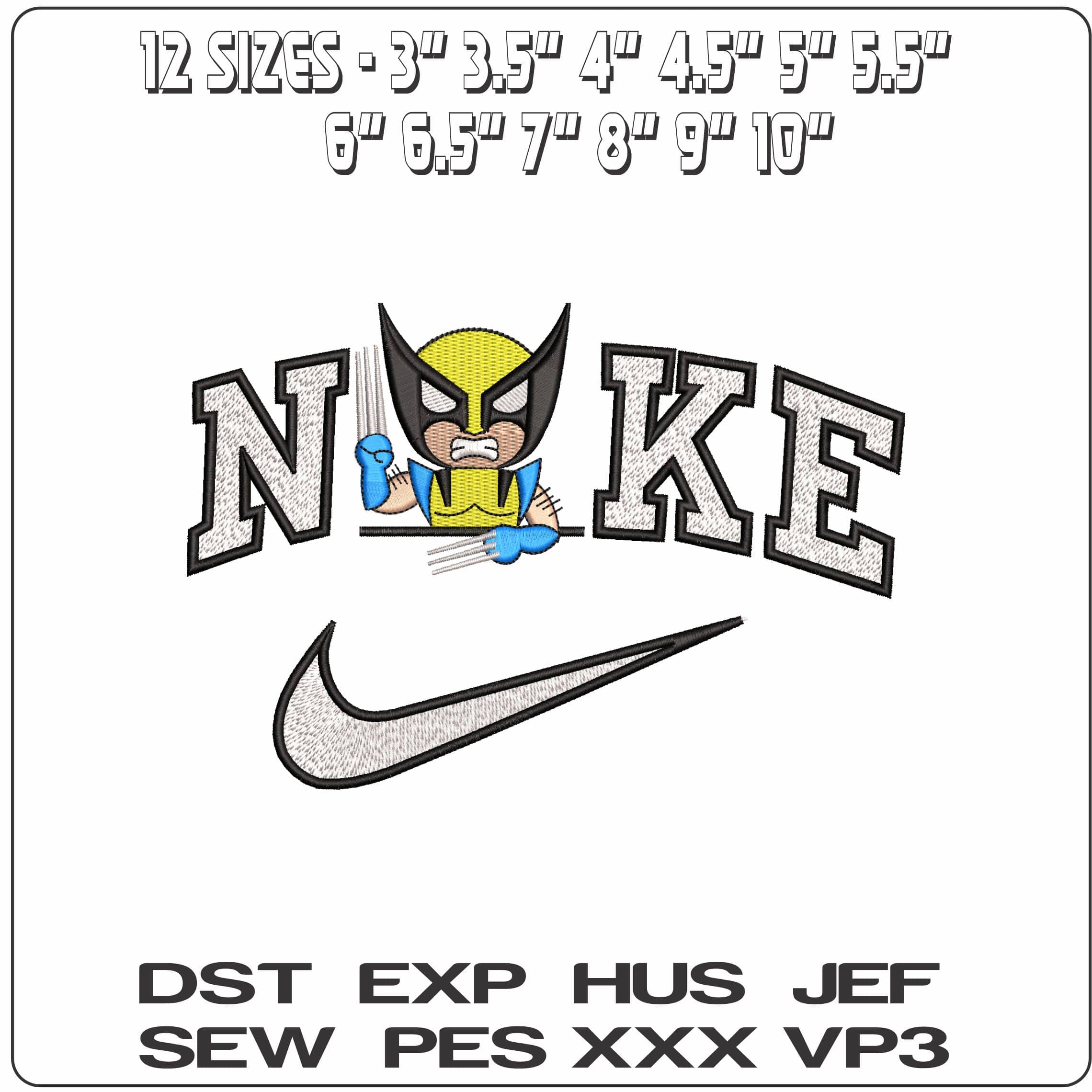 Nike Wolverine Chibi Marvel Comic  - Elegant embroidery design file-instant download — view 2