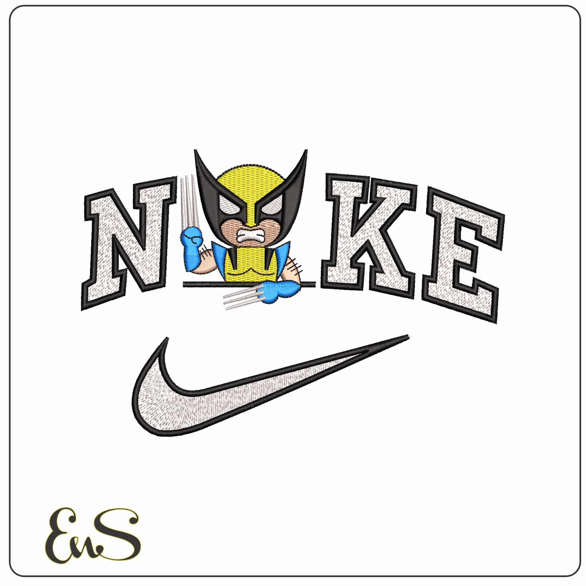 Nike Wolverine Chibi Marvel Comic  - Elegant embroidery design file-instant download