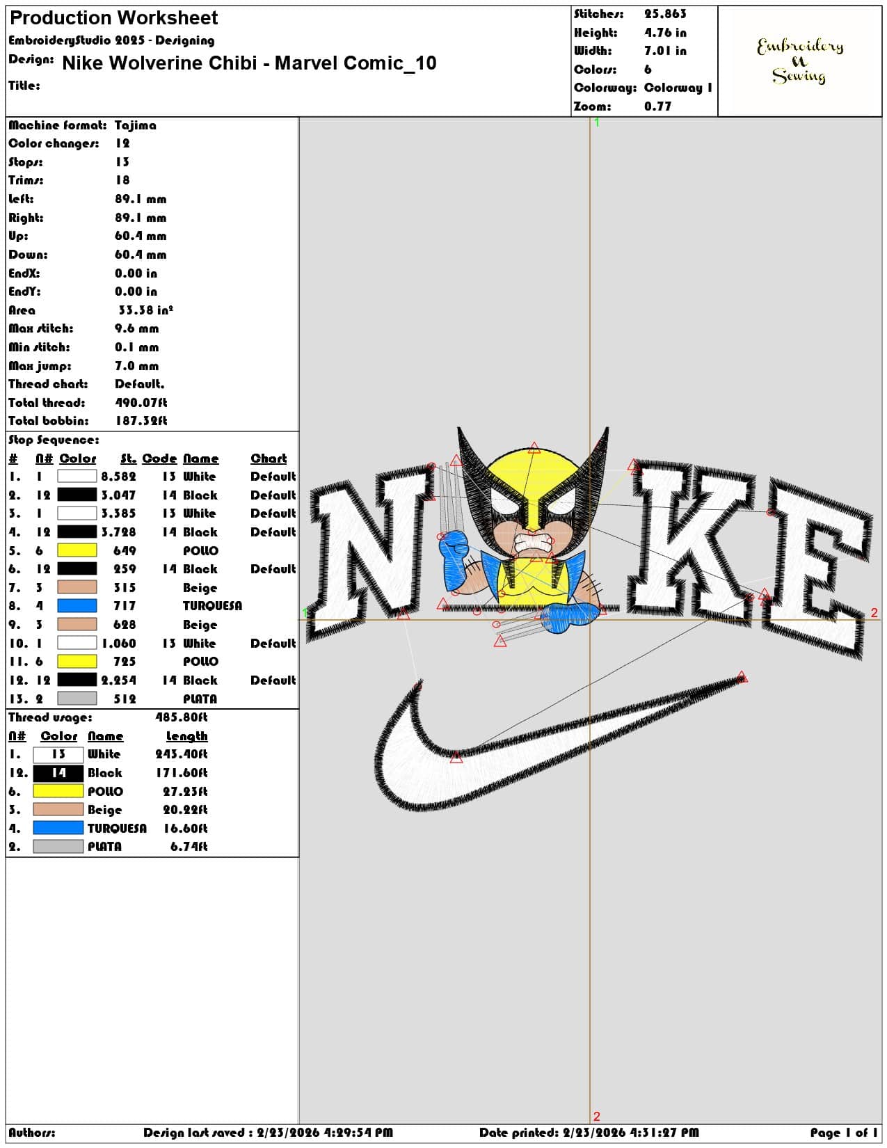 Nike Wolverine Chibi Marvel Comic  - Elegant embroidery design file-instant download — view 3