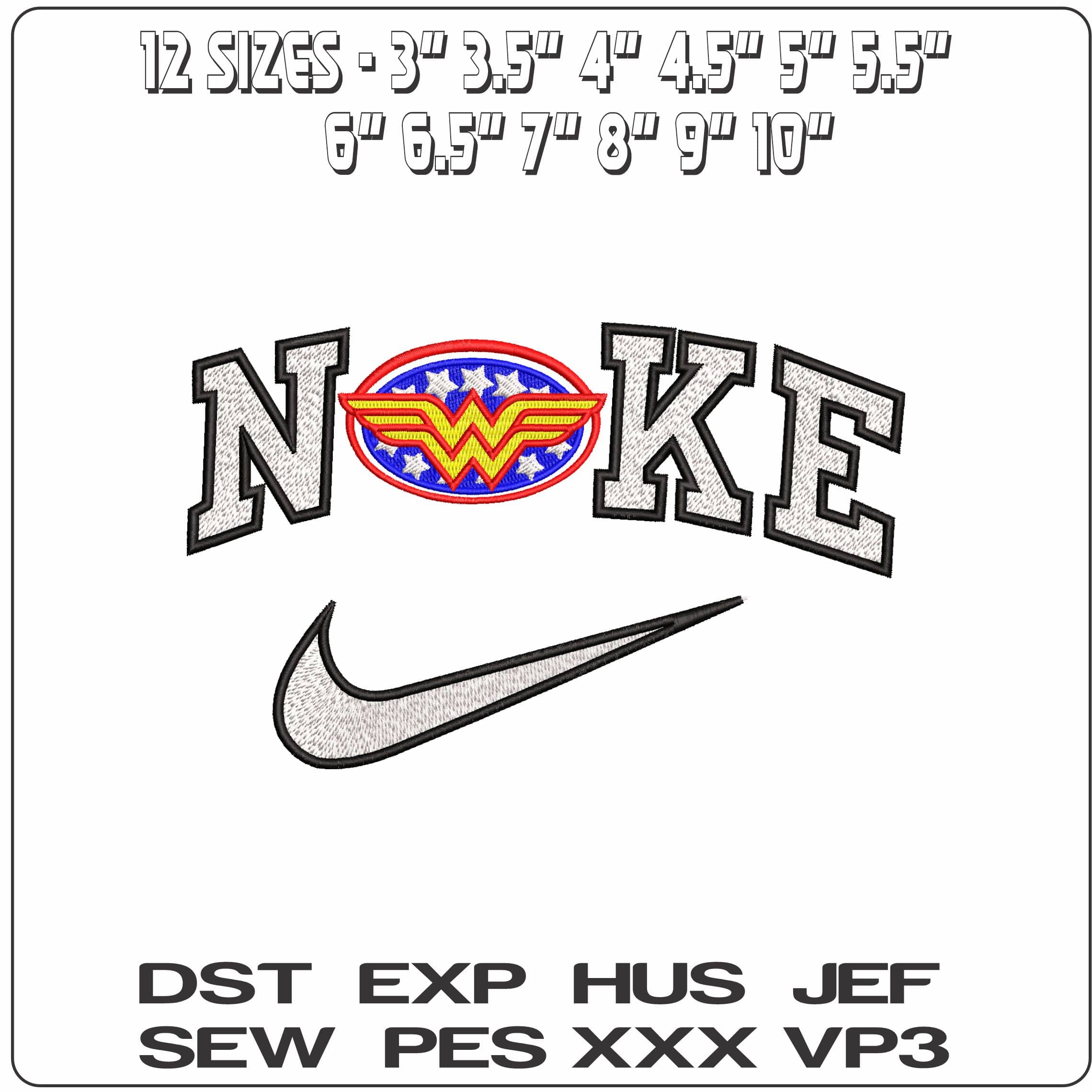 Nike Wonder Woman  Red white and Blue DC Comic  - Elegant embroidery design file-instant download — view 2