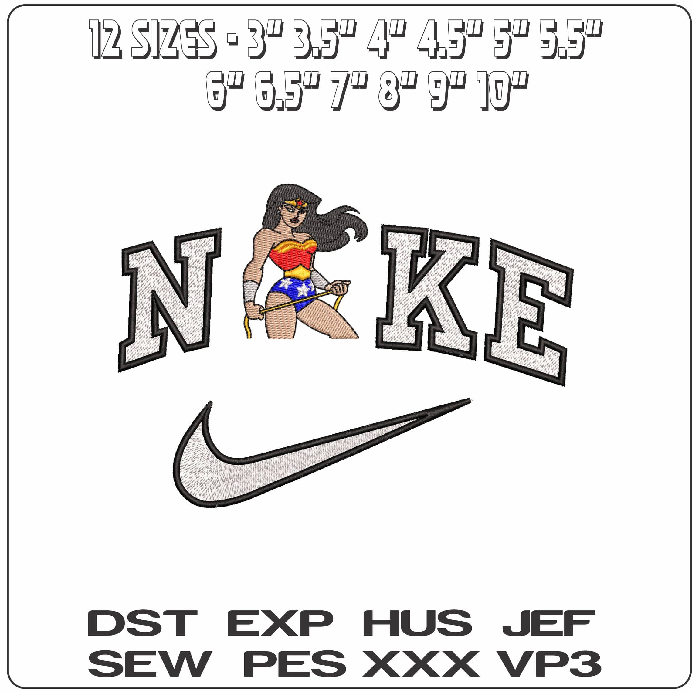 Nike Wonder Woman with Whip DC Comic  - Elegant embroidery design file-instant download — view 2