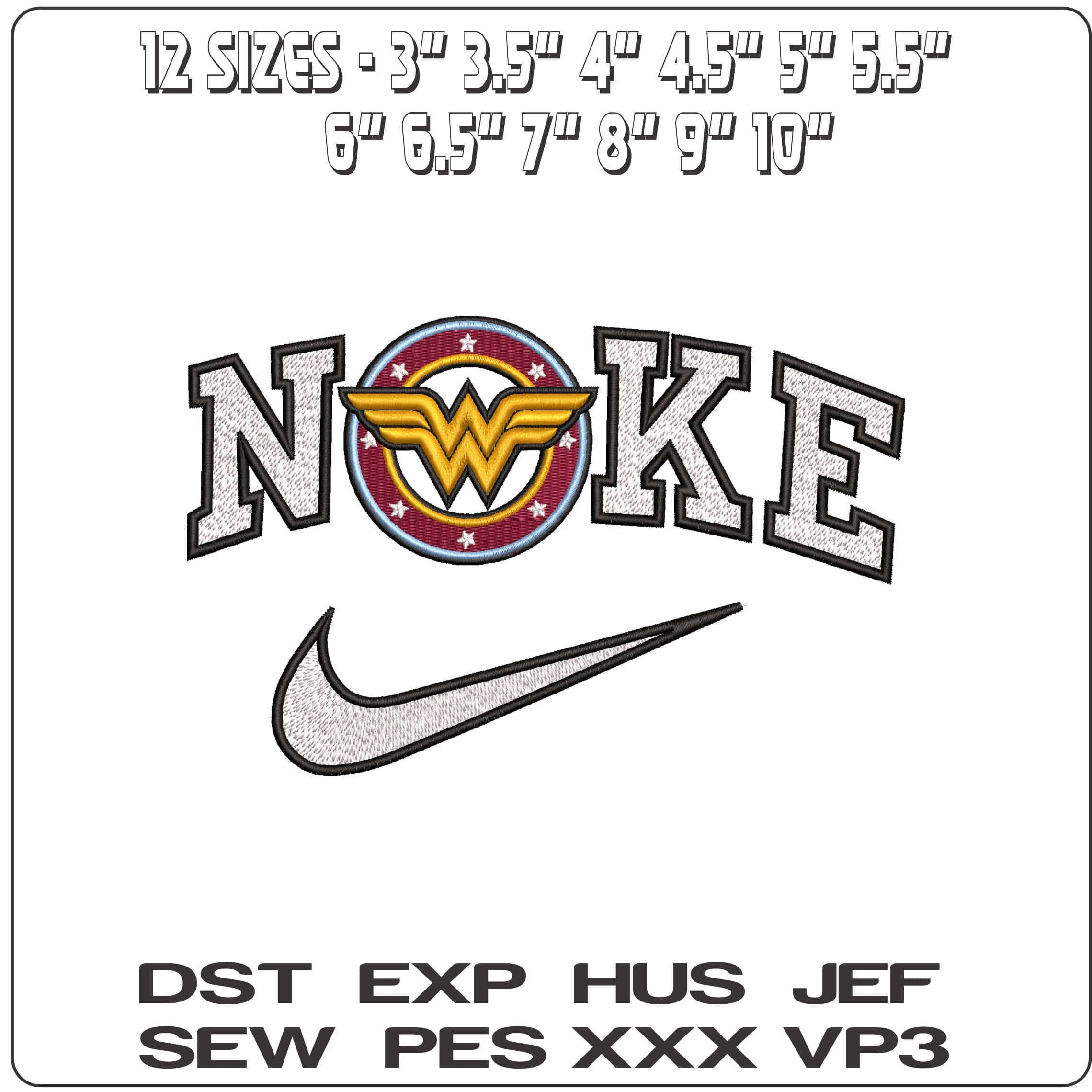 Nike Wonder Woman WW Emblem DC Comics  - Elegant embroidery design file-instant download — view 2