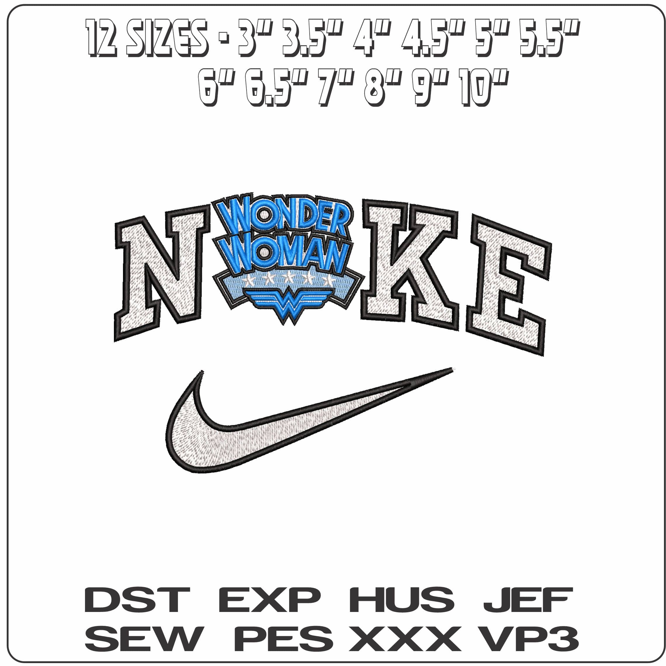 Nike Wonder Woman WW Sign DC Comics  - Elegant embroidery design file-instant download — view 2