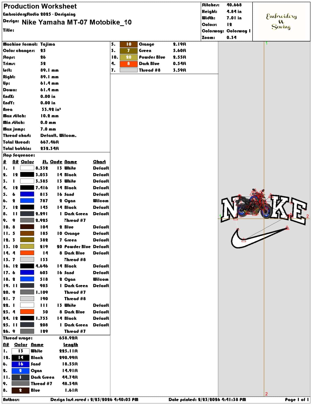 Nike Yamaha MT 07 Motobike  - Elegant embroidery design file-instant download — view 3