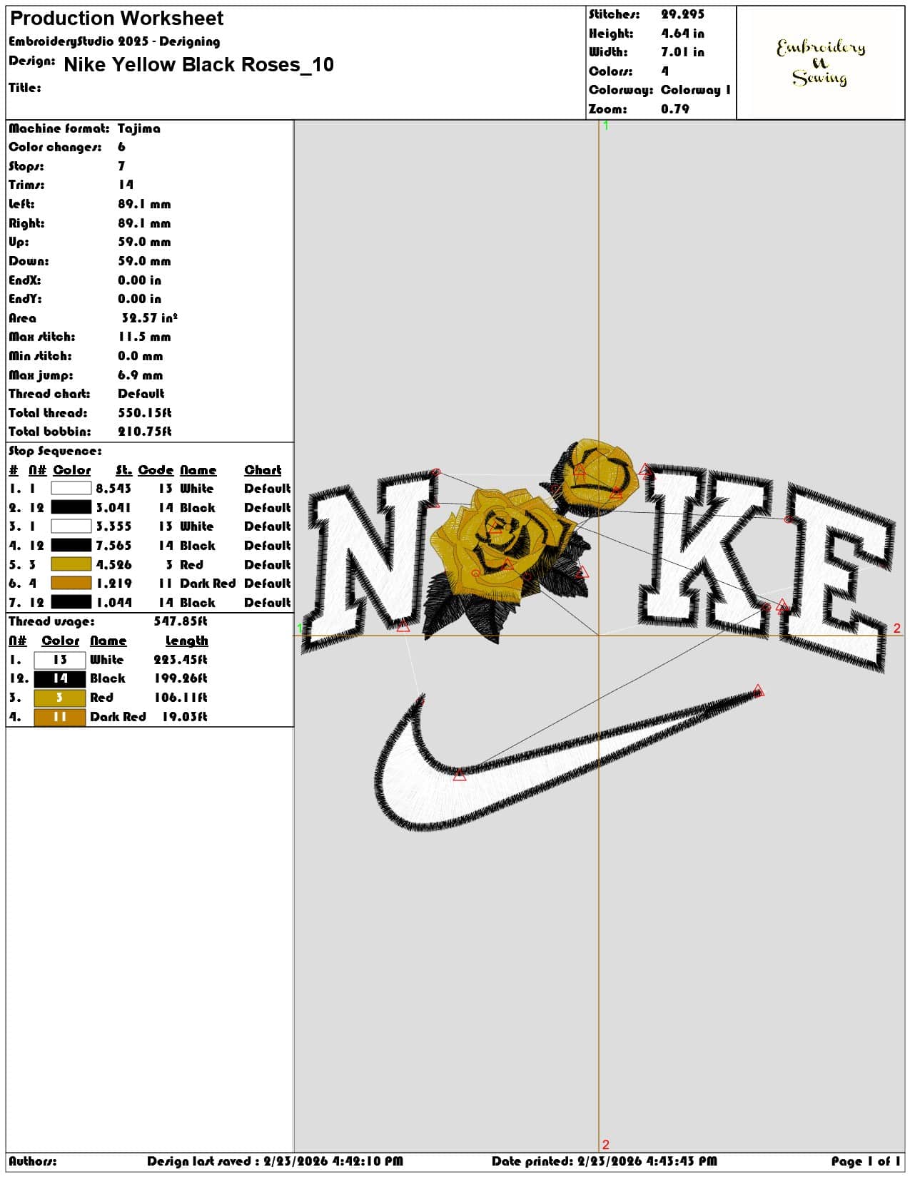 Nike Yellow Black Roses  - Elegant embroidery design file-instant download — view 3