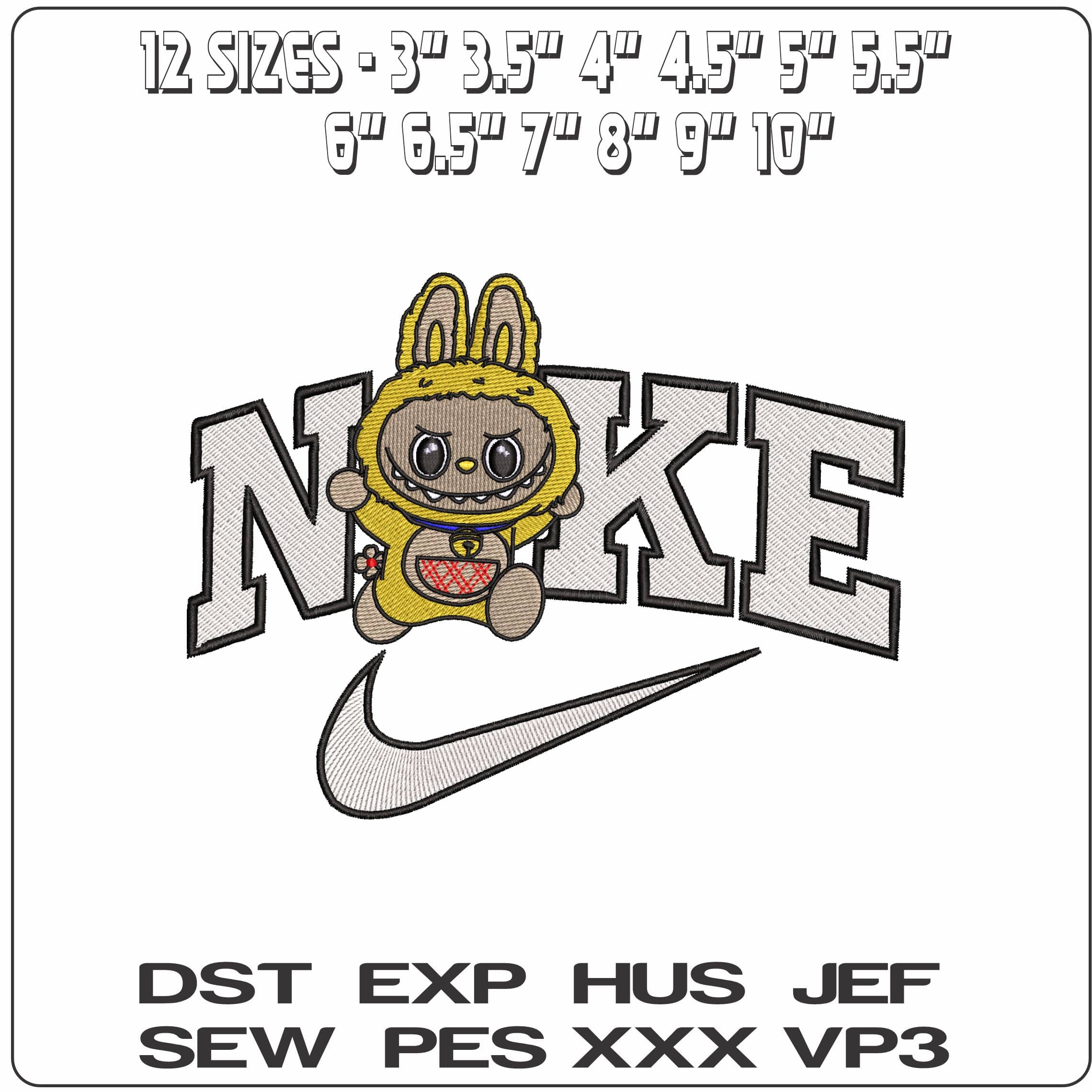 Nike Yellow Labubu Running  - Elegant embroidery design file-instant download — view 2