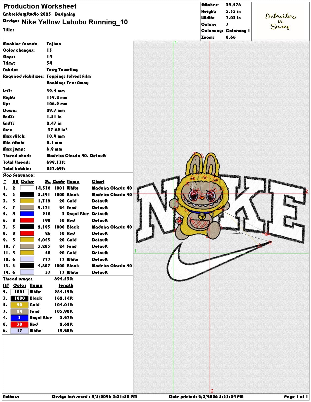 Nike Yellow Labubu Running  - Elegant embroidery design file-instant download — view 3