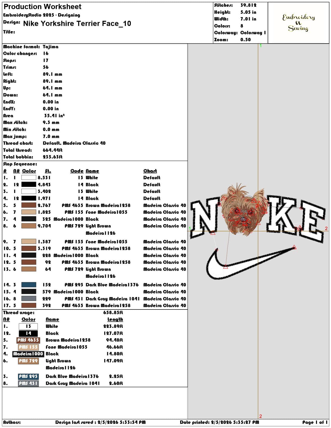 Nike Yorkshire Terrier Face  - Elegant embroidery design file-instant download — view 3