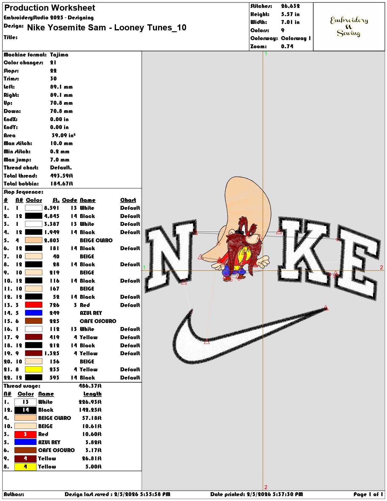 Nike Yosemite Sam Looney Tunes  - Elegant embroidery design file-instant download — view 3